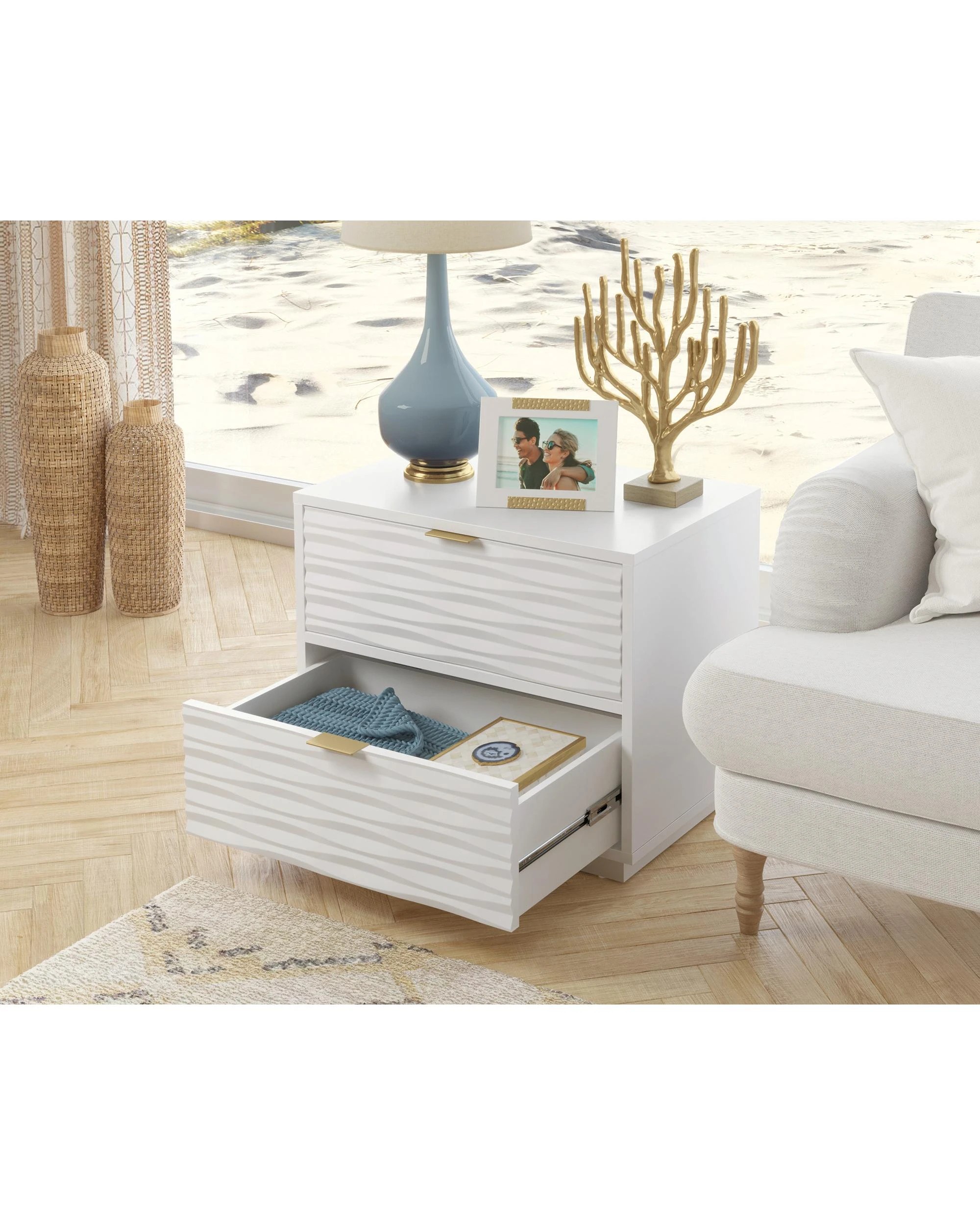 2 Sauder Side Unit Bedside Drawer Unit 2 Drawers - White, 2 of 9