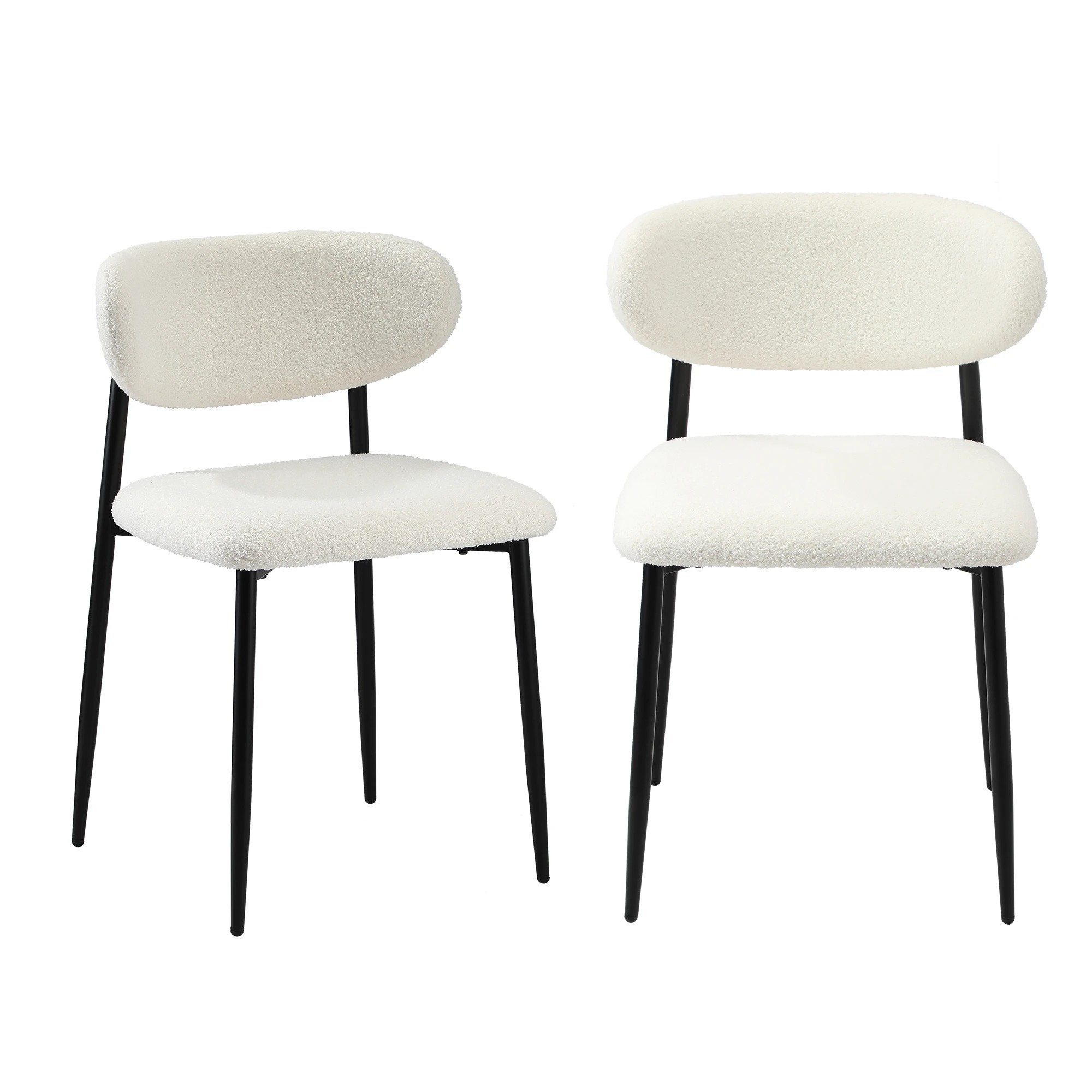 8 Oikiture 2x Dining Chairs Kitchen Chair Cafe Lounge Chair Boucle
 - White, 8 of 10