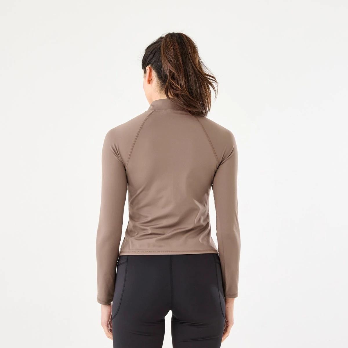 3 Active Womens Long Sleeve 1/4 Zip Ultrasoft Top Wd Taupe, 3 of 6