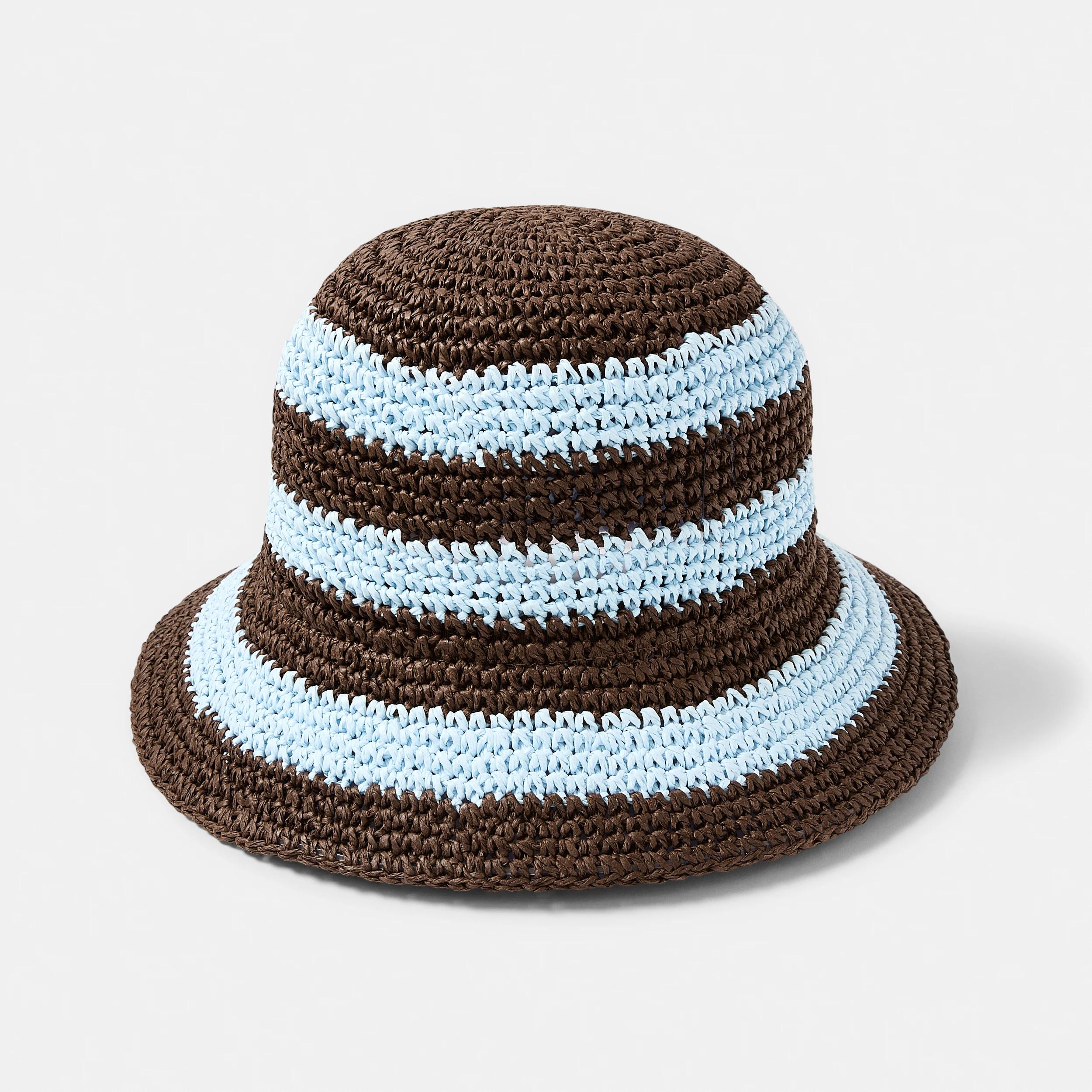 1 Crochet Bucket Hat Choc Strp, 1 of 2