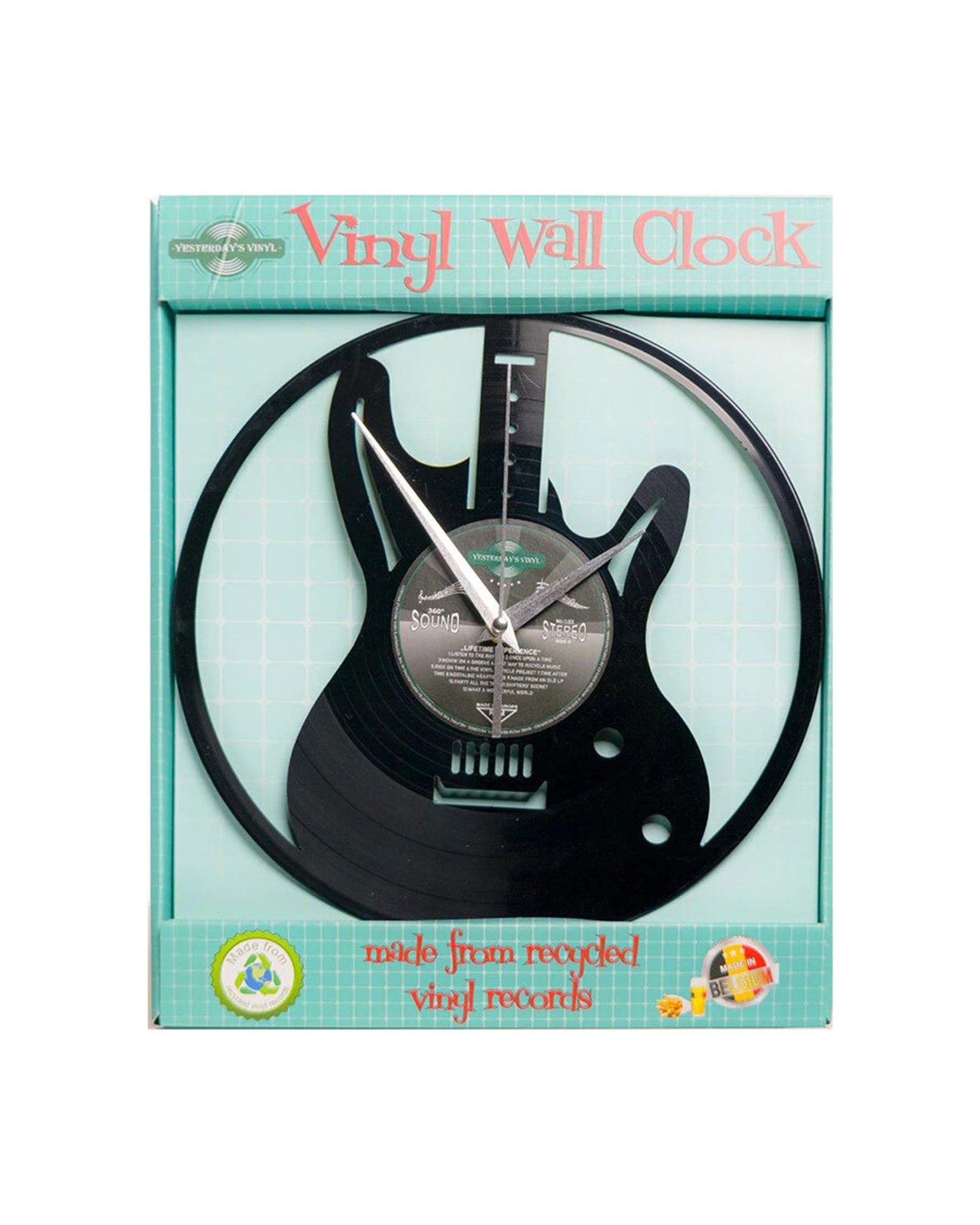 2 Yesterday's Vinyl Record Music Lover 30cm Memorabilia Clock Guitar - Black, 2 of 3