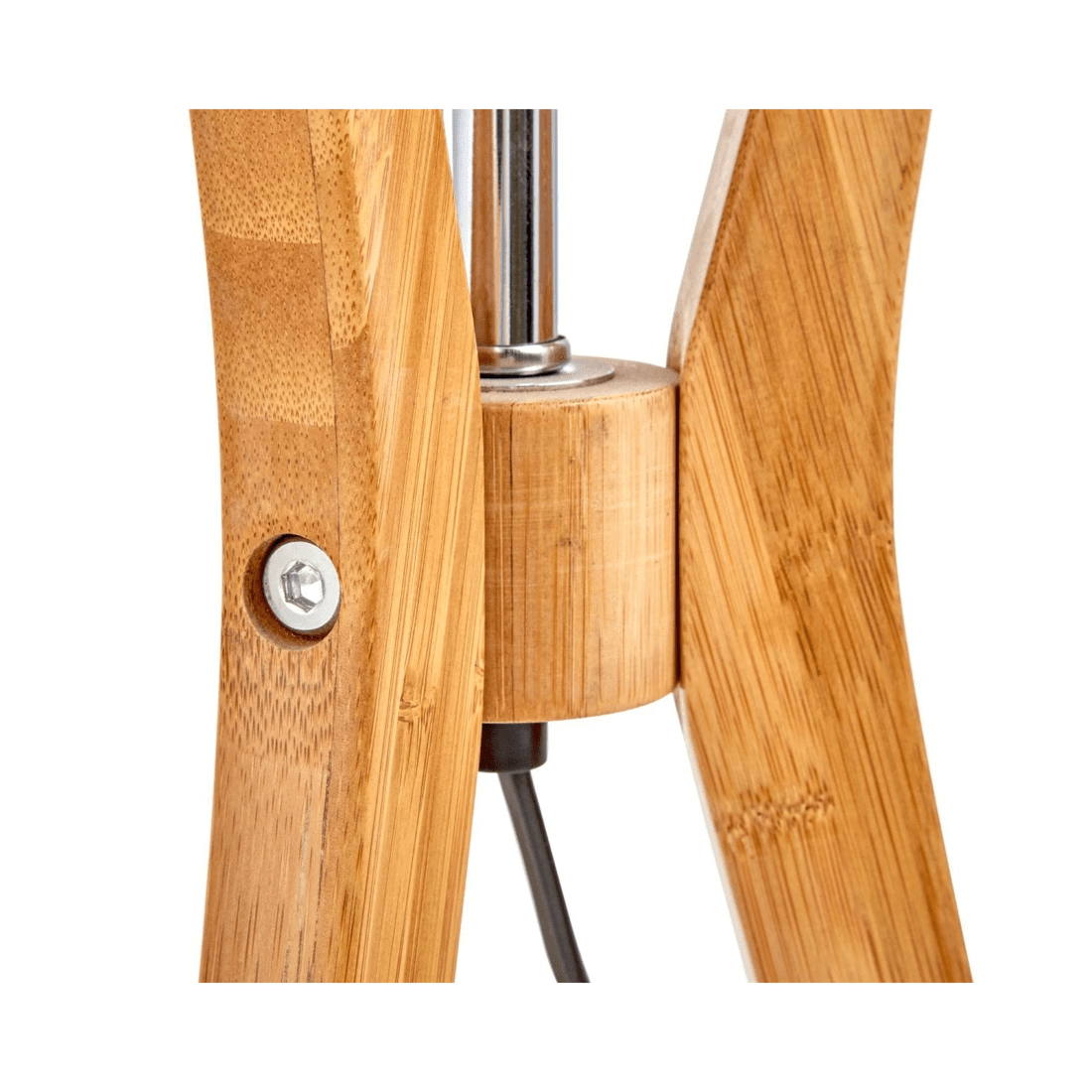 3 BR Home Bamboo Tripod Table Lamp with Linen Shade and Geometric Design, 3 of 7