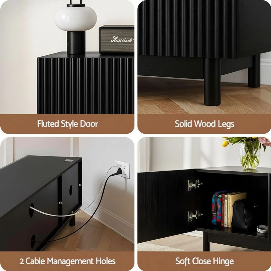 7 Artiss TV Unit Entertainment Unit Storage Cabinet 180cm - Black, 7 of 8
