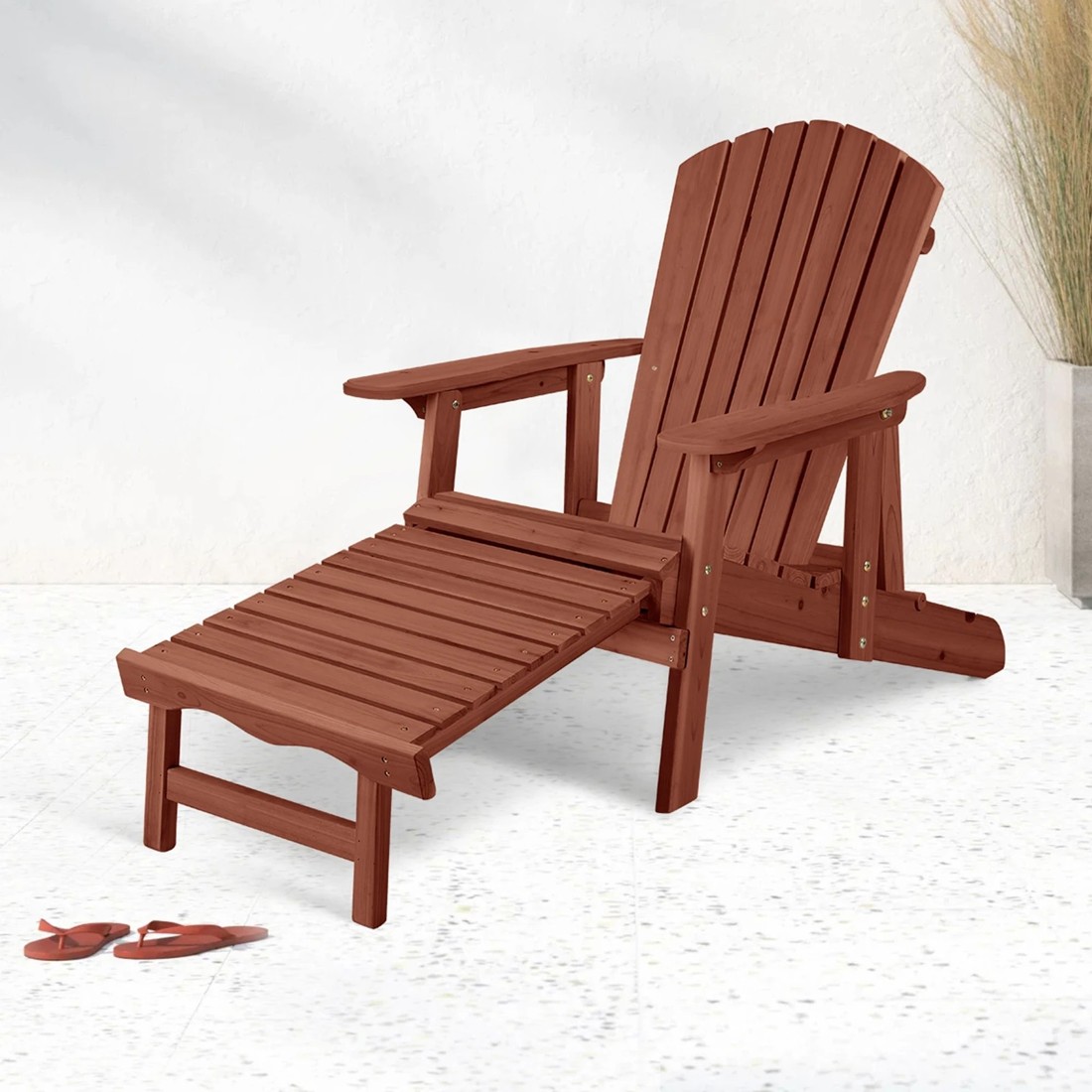 7 Alfordson Outdoor Chair Wooden Adirondack Patio Furniture Beach Garden - Brown, 7 of 9