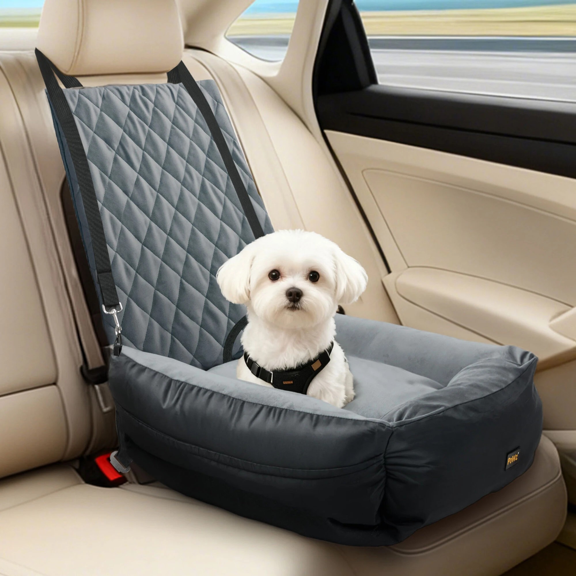 7 Pawz Dog Car Booster Seat For Small Dogs In Colour - Grey, 7 of 9
