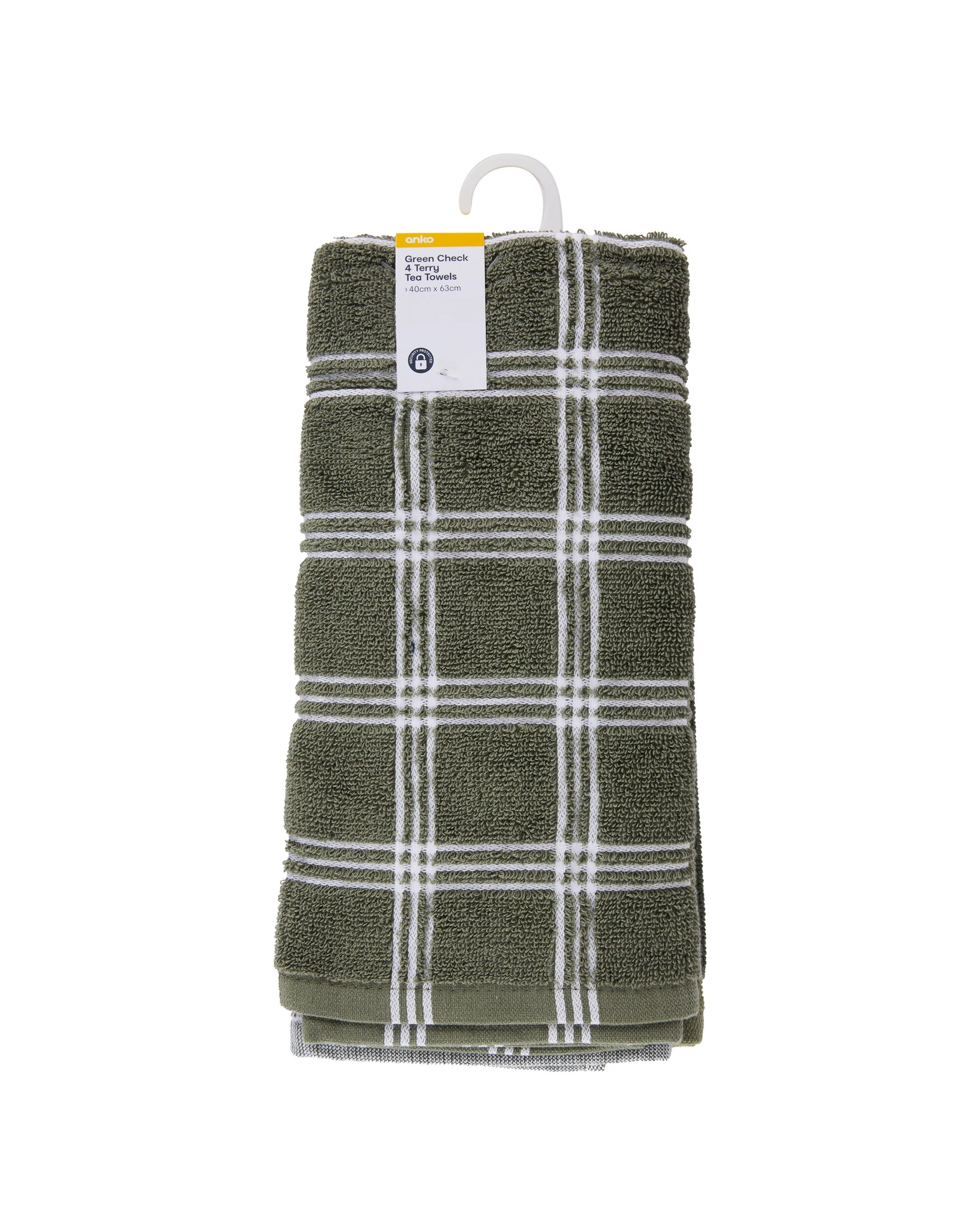 7 4 Pack Green Check Terry Tea Towel, 7 of 7