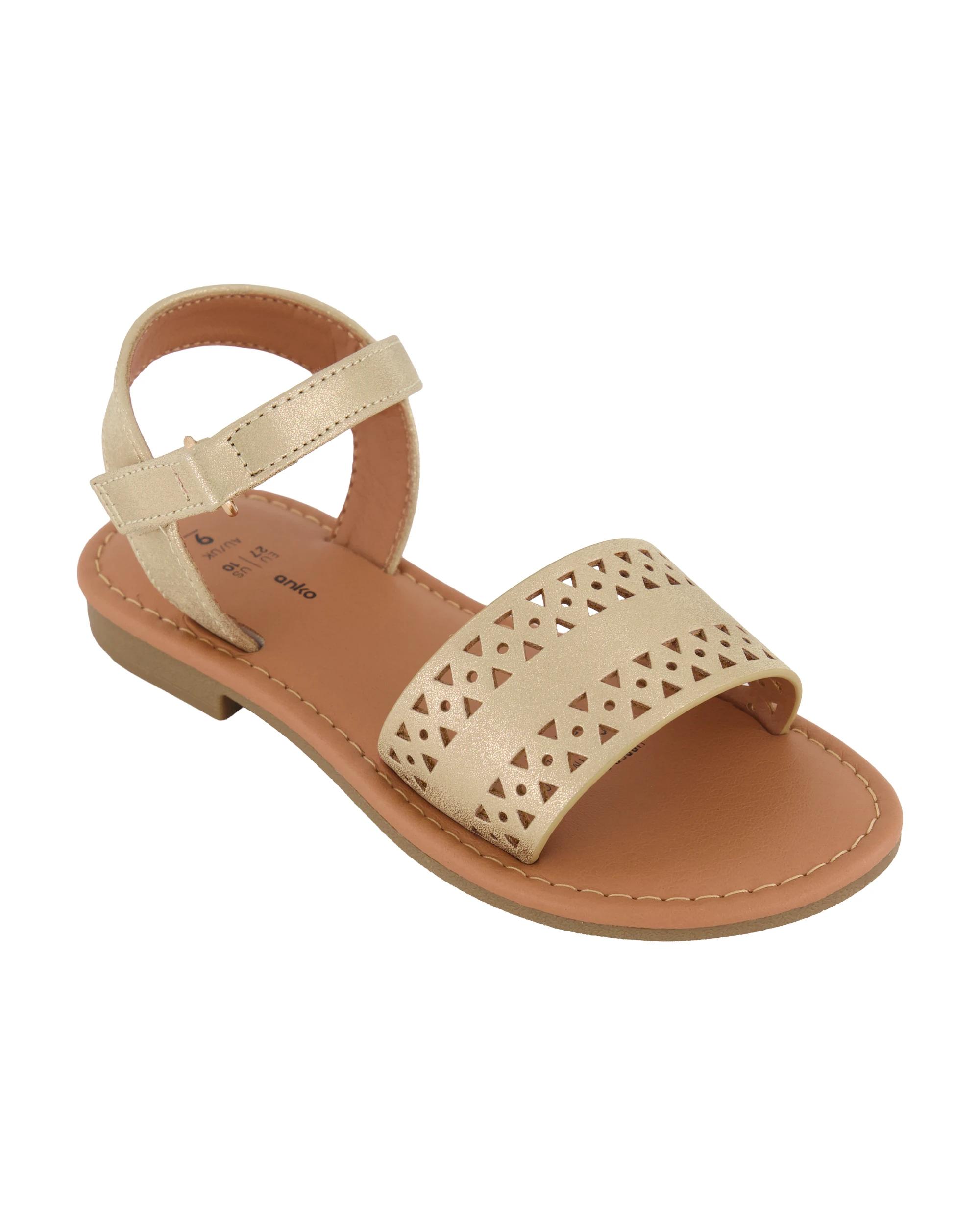 1 Junior Laser Cut Sandals Metallic, 1 of 4