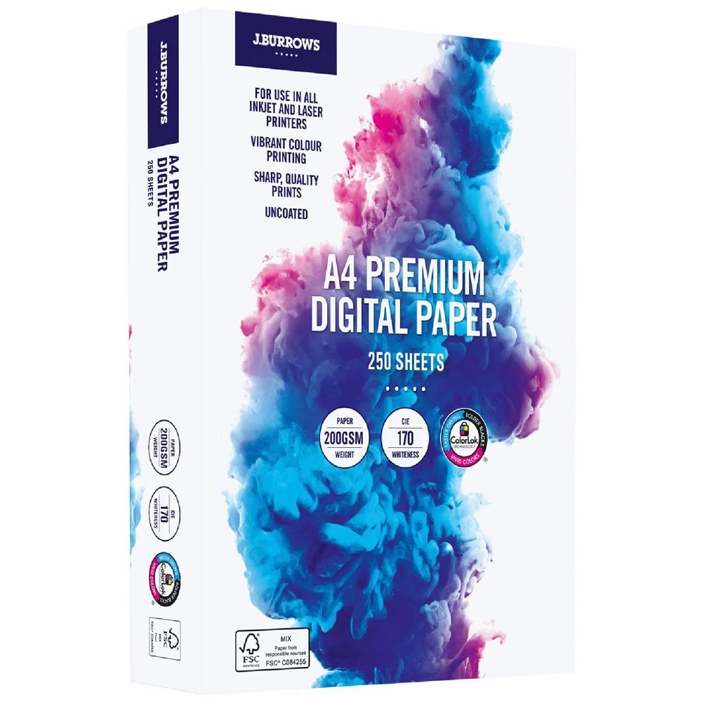 1 J.Burrows Premium 200gsm A4 Digital Copy Paper 250 Sheets, 1 of 2