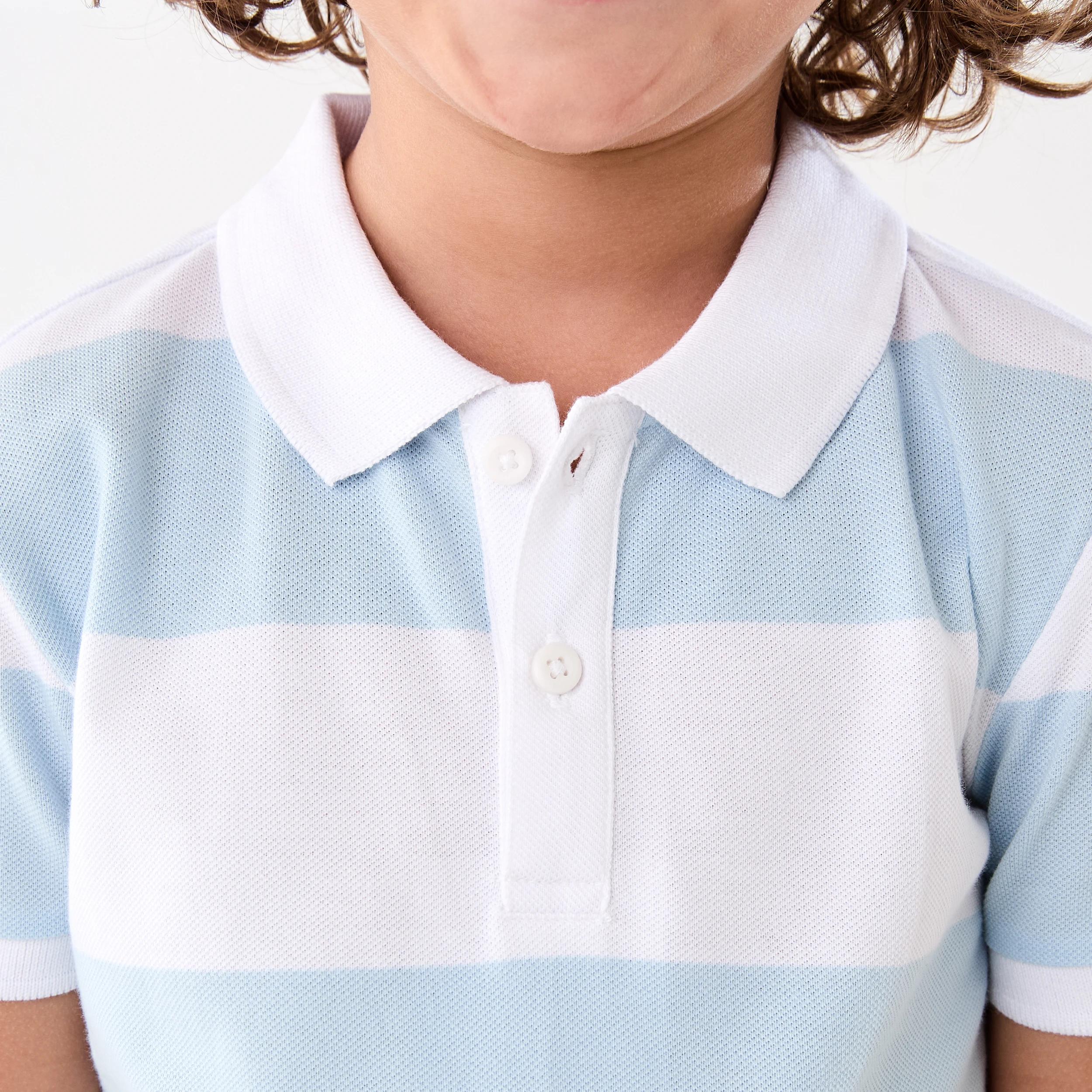 4 Stripe Polo T-shirt WIDE STRIPE LIGHT BLUE, 4 of 6