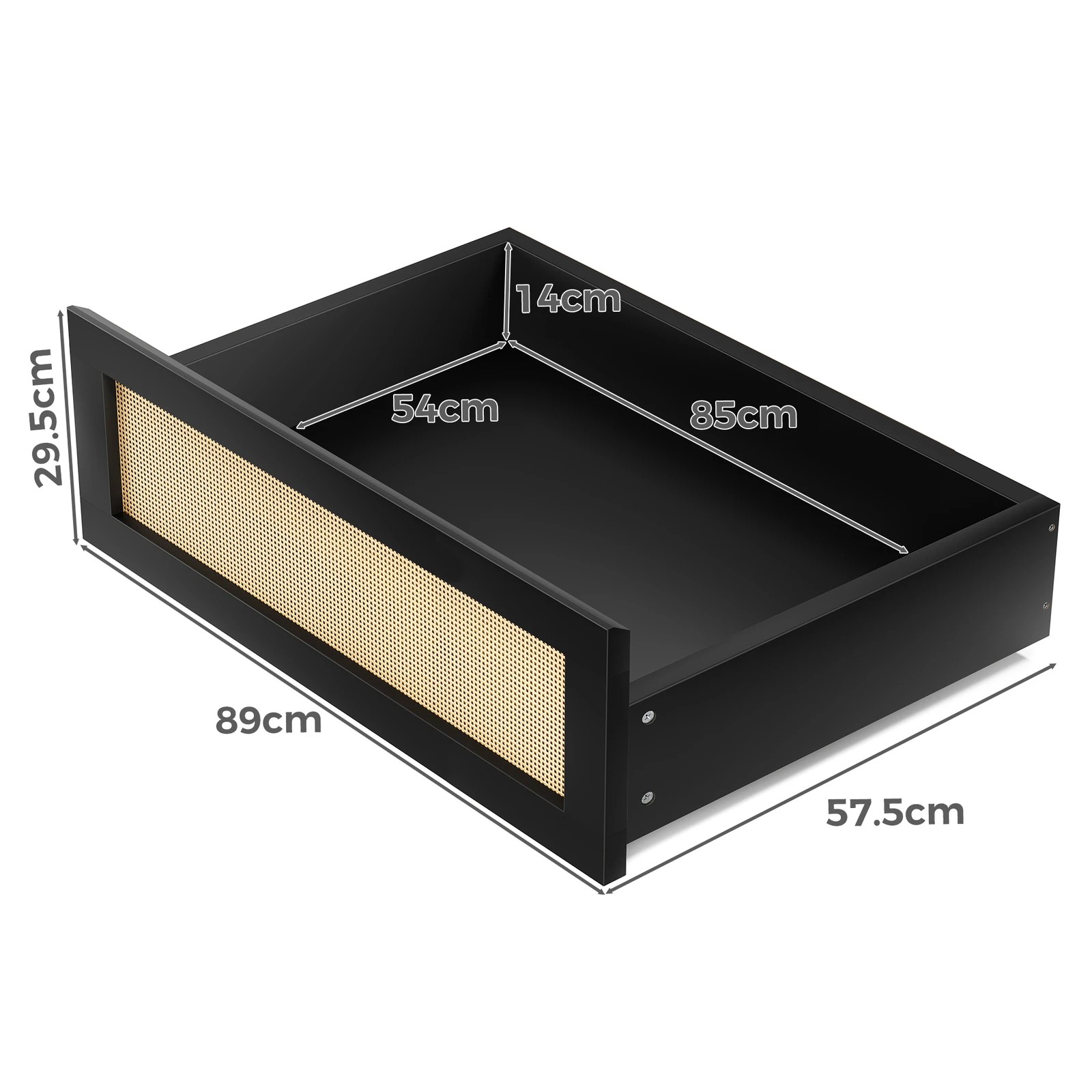 3 Alfordson Wooden Bed Frame King Size Rattan Bed Base with Storage Drawers - Black, 3 of 10