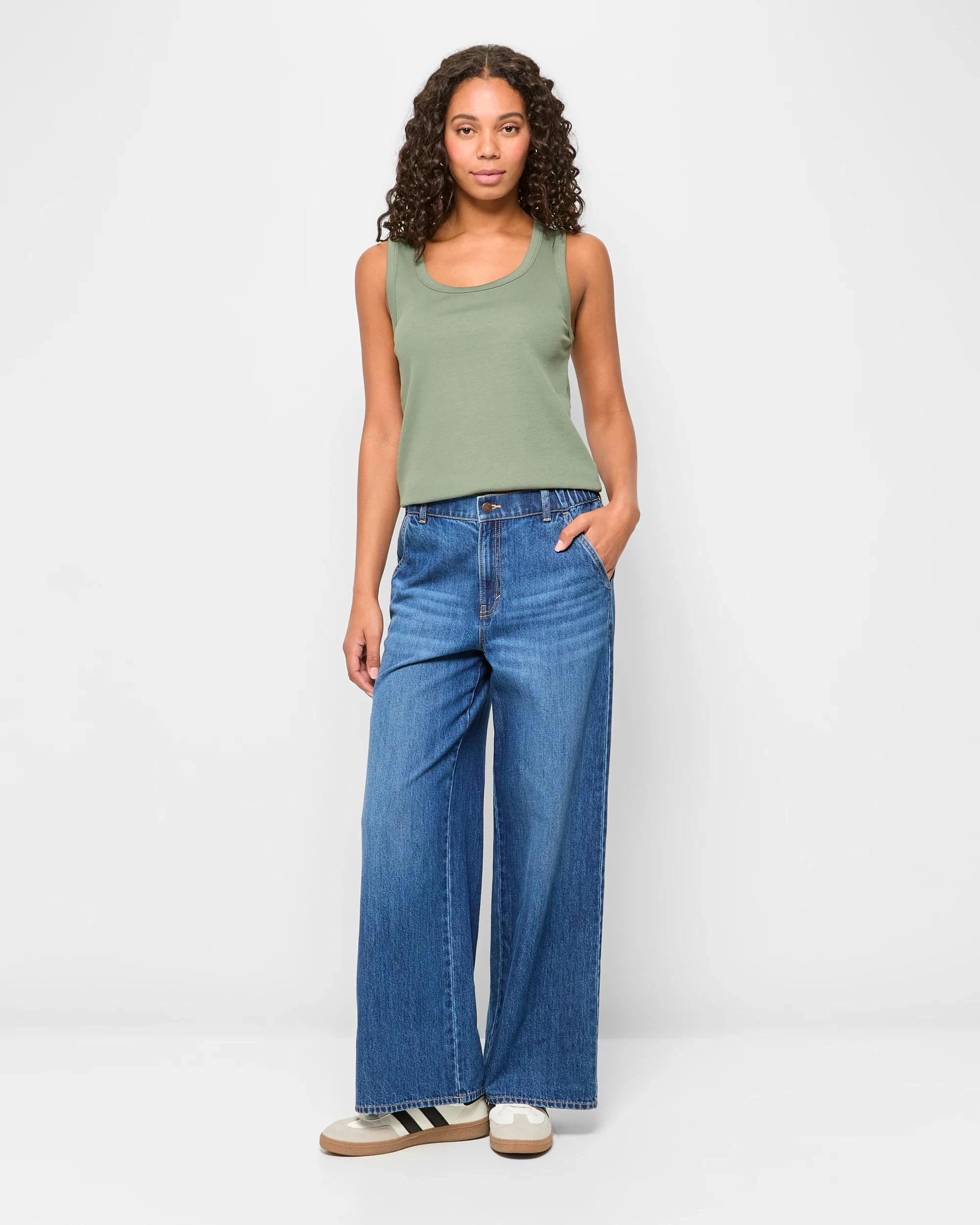 2 Target Australian Cotton Rib Tank Top KALE, 2 of 5