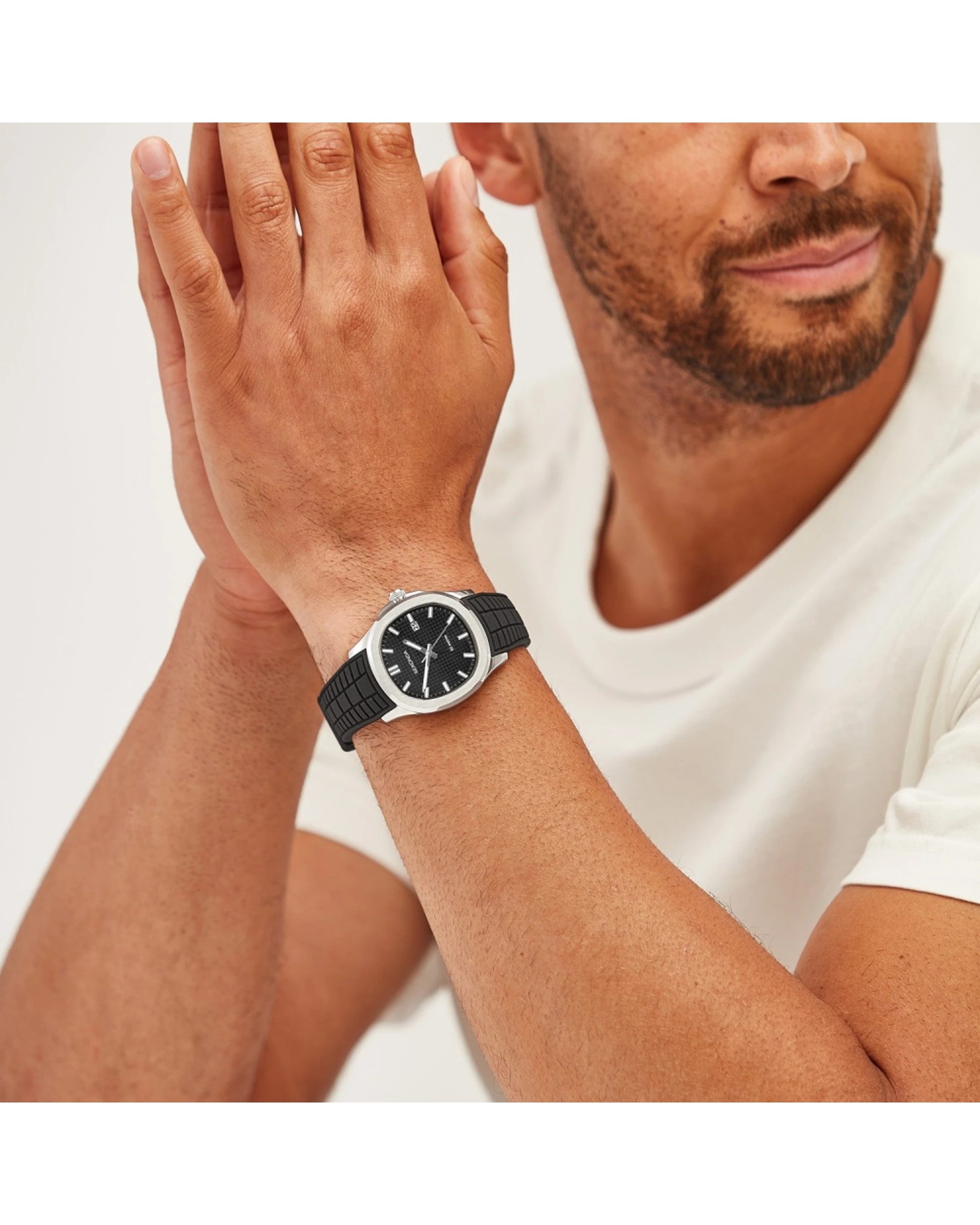 7 Sekonda Men's Octaire Watch 40mm Black Dial Silicone Strap 50m Water Resistant, 7 of 7