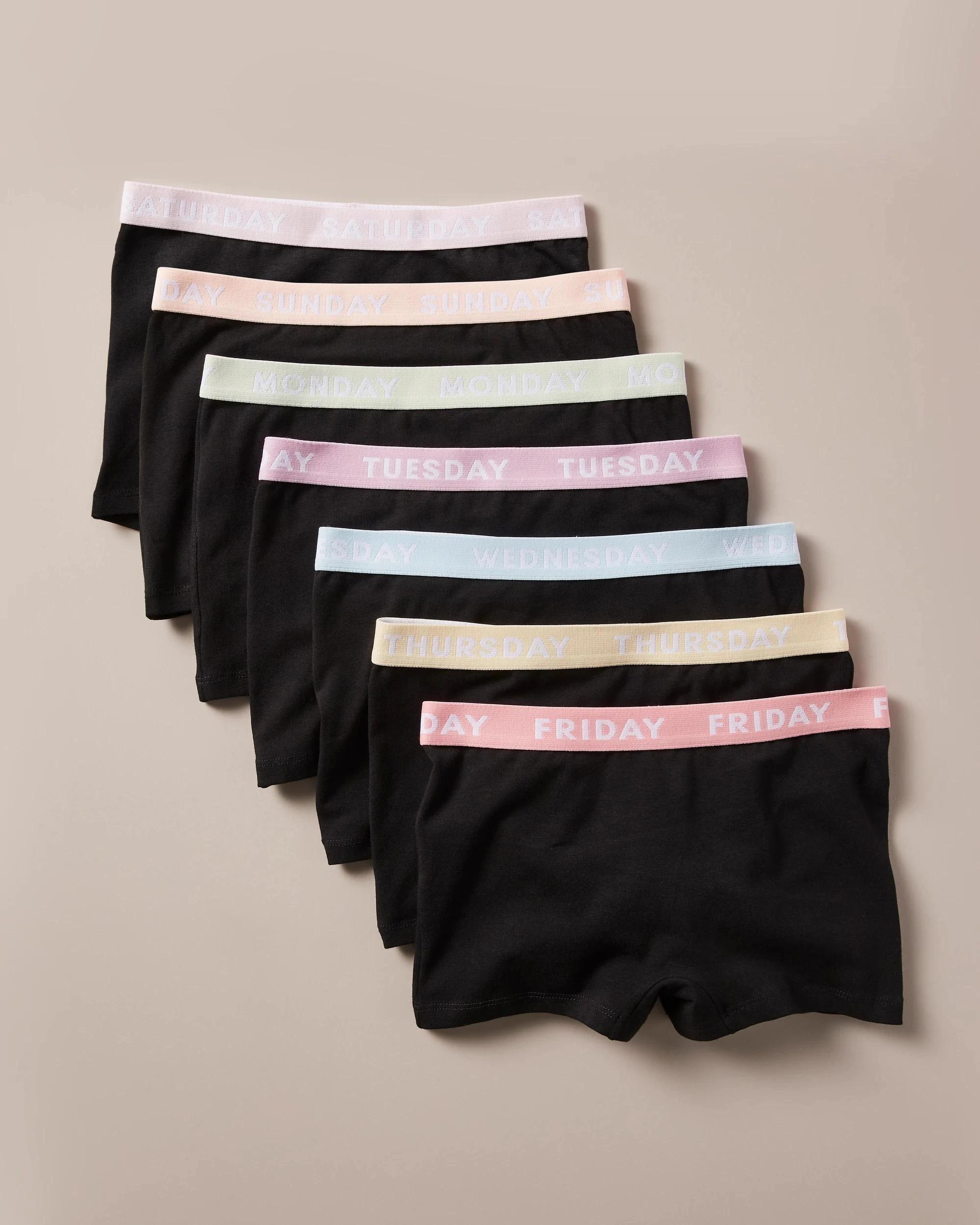 1 Girls Maxx Shorties 7 Pack BLACK, 1 of 9