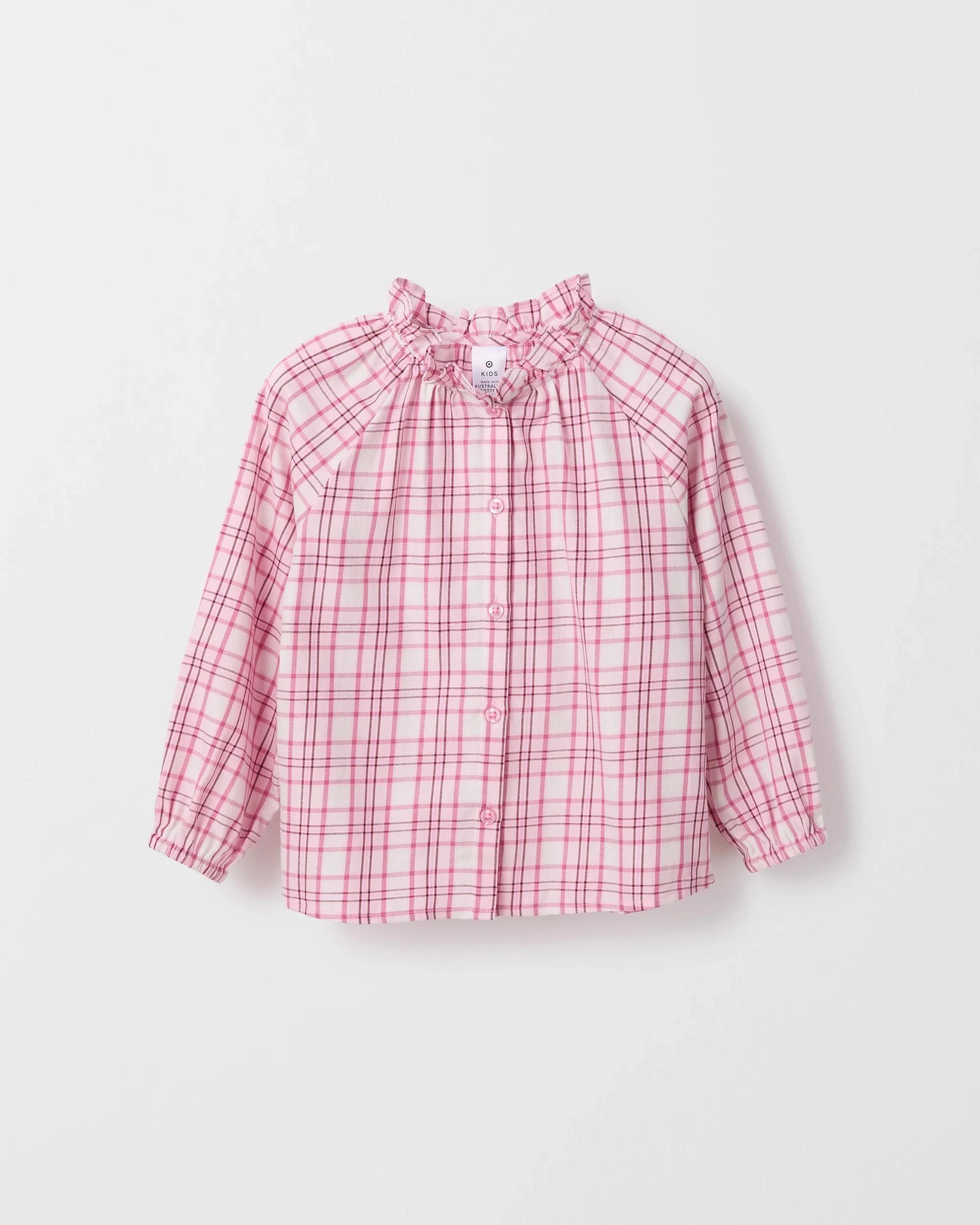 6 Target Kids Australian Cotton Fashion Woven Long Sleeve Top PINK, 6 of 7