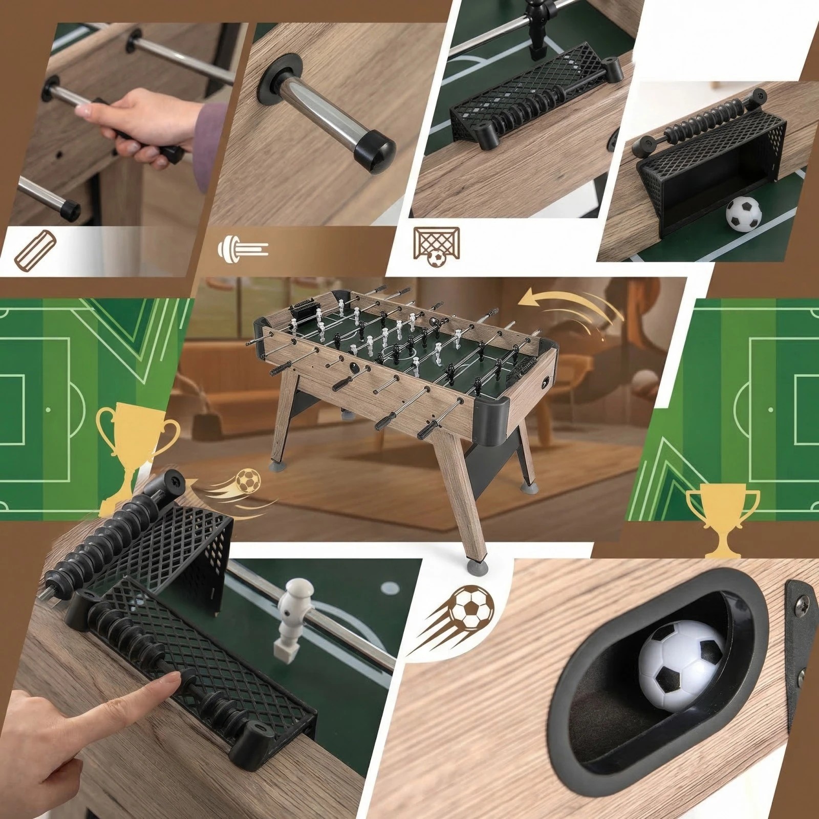 1 Costway Foosball Table Arcade Soccer Game Table w/2 Balls & 26 Players Game Rooms & Bars, 1 of 4