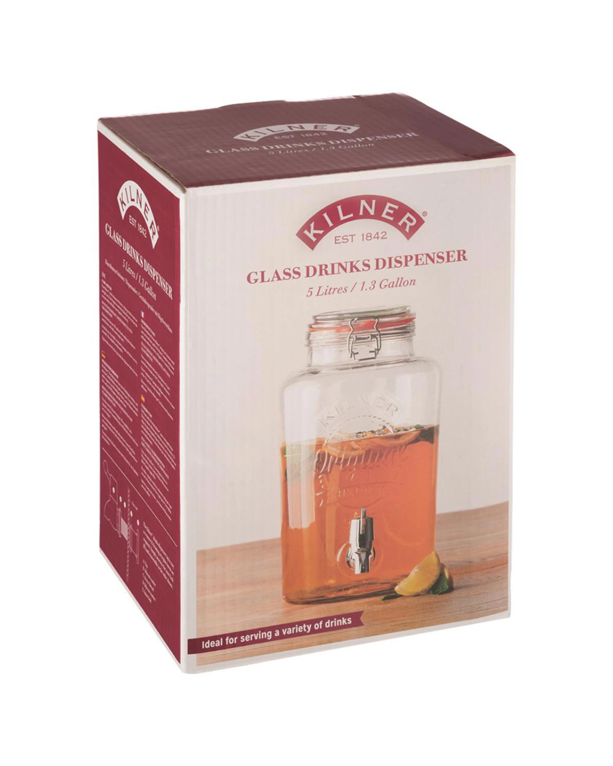 4 Kilner 5L Glass Round Drink Dispenser Clip-Top Lid Airtight Seal Gift Boxed - Clear, 4 of 4