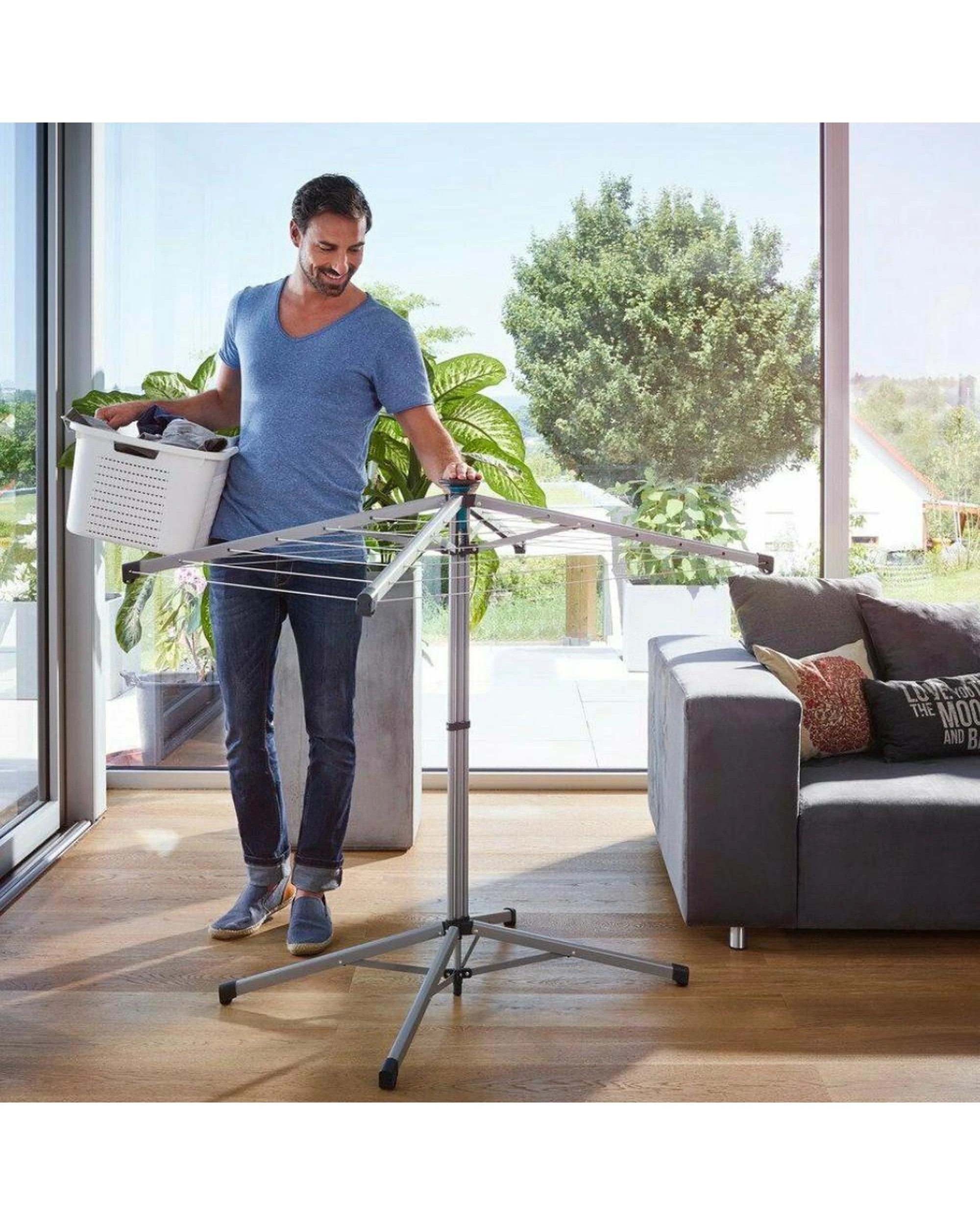 5 Leifheit Lino Pop Up Standing Rotary Laundry Dryer Rack Indoor/outdoor 14m - White, 5 of 10