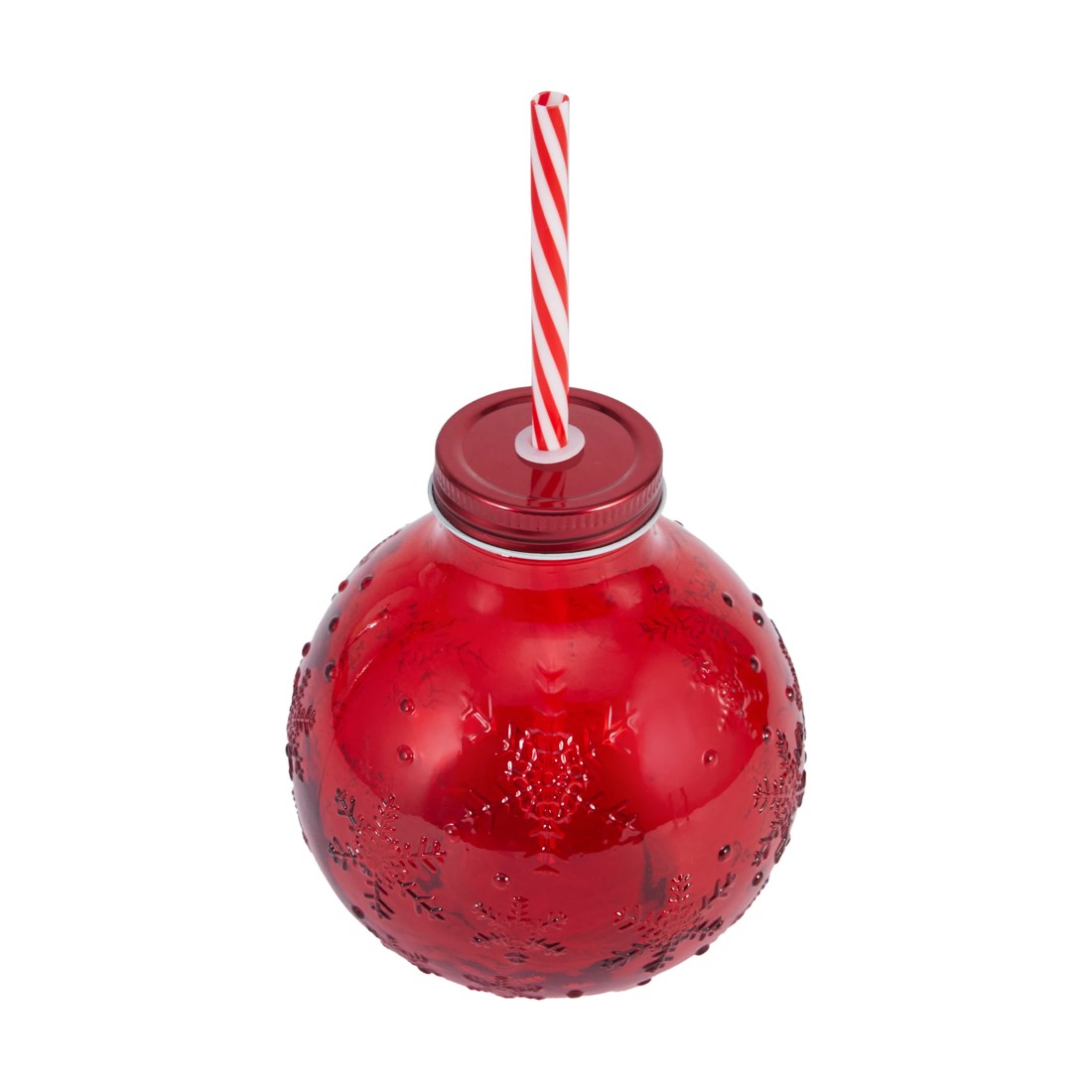 1 Red Bauble Drink Jar and Straw, 1 of 7