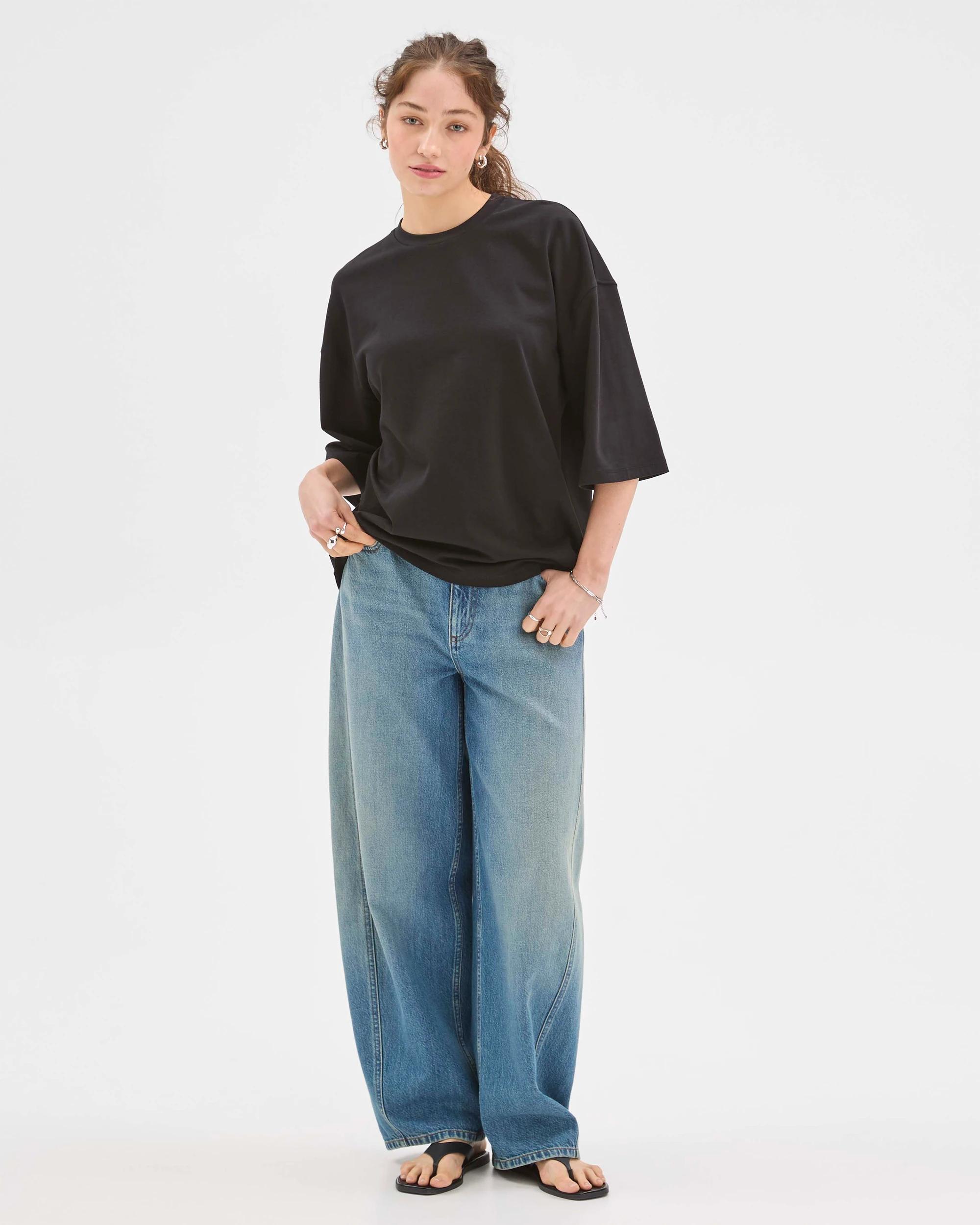 2 Lily Loves Oversized Australian Cotton T-Shirt BLACK, 2 of 6