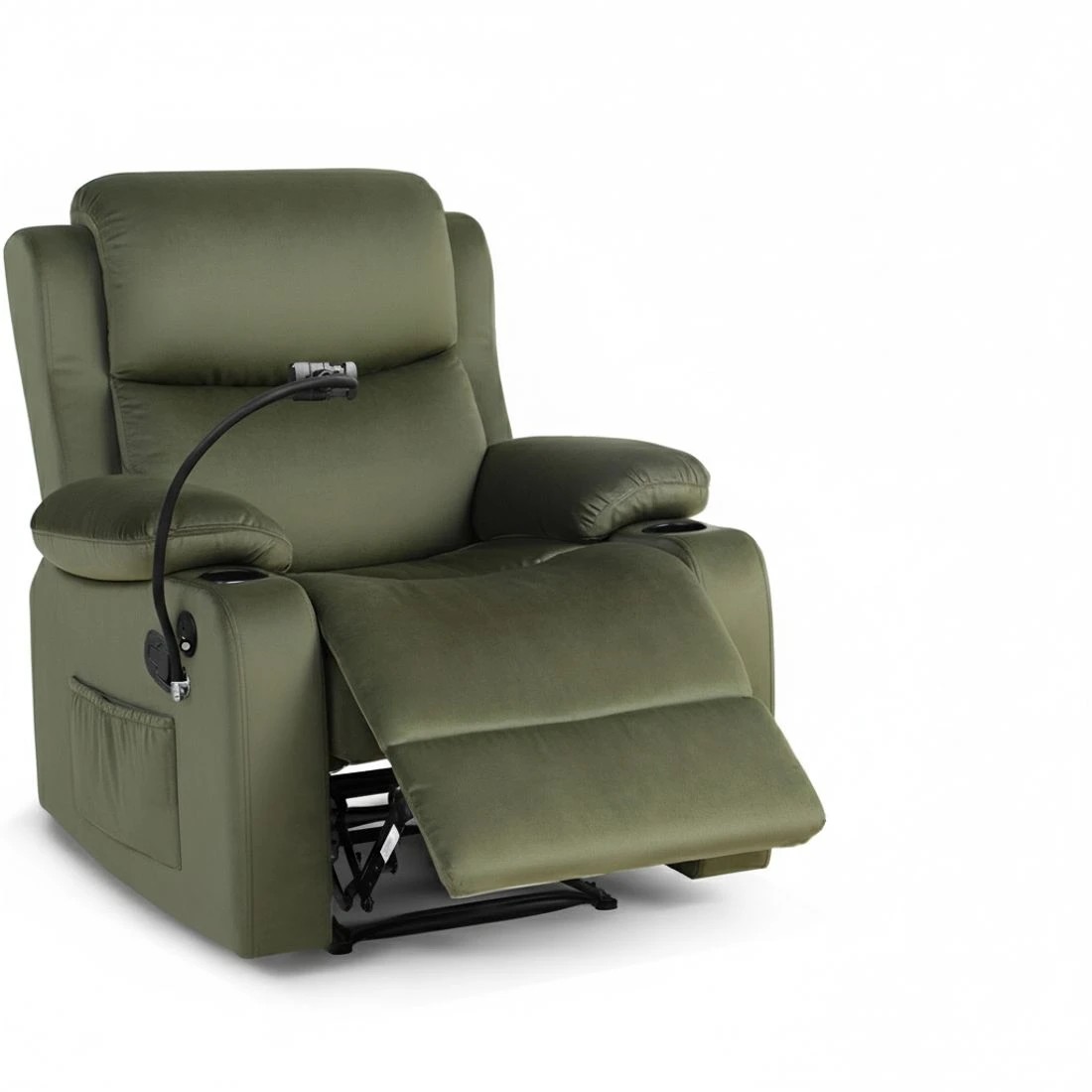 7 Artiss Recliner Chair Heated Massage Chair with Phone Holder - Green, 7 of 8