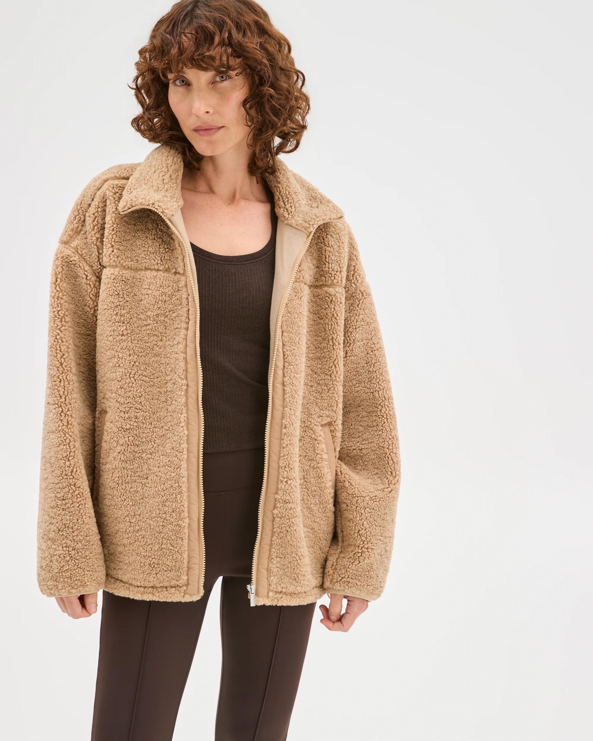 3 Target Woman Relaxed Sherpa Zip Through Jacket CAMEL, 3 of 6