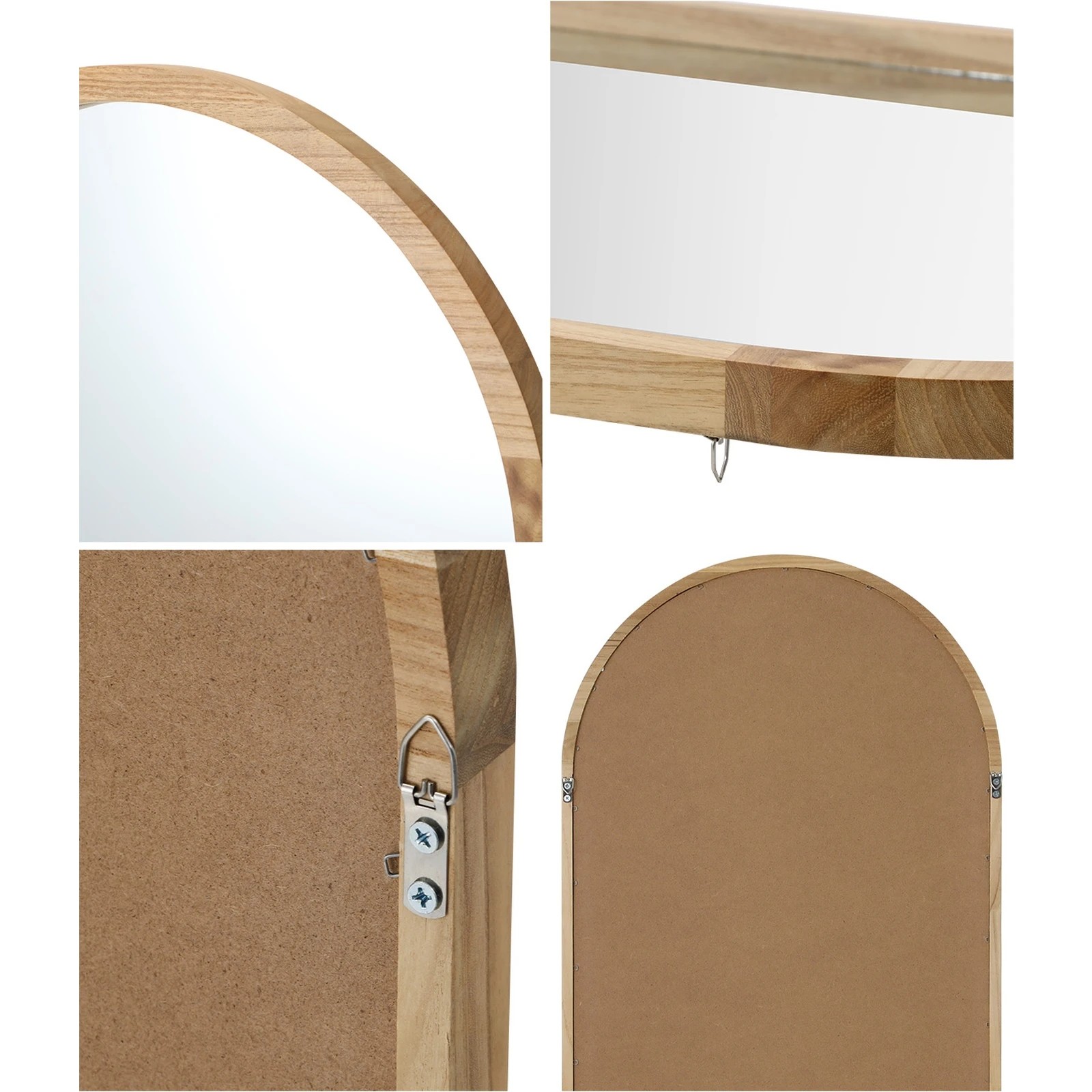 5 Oikiture Wooden Full Length Mirror 180x70cm Arched Dressing Floor Mirrors
 - Natural, 5 of 9