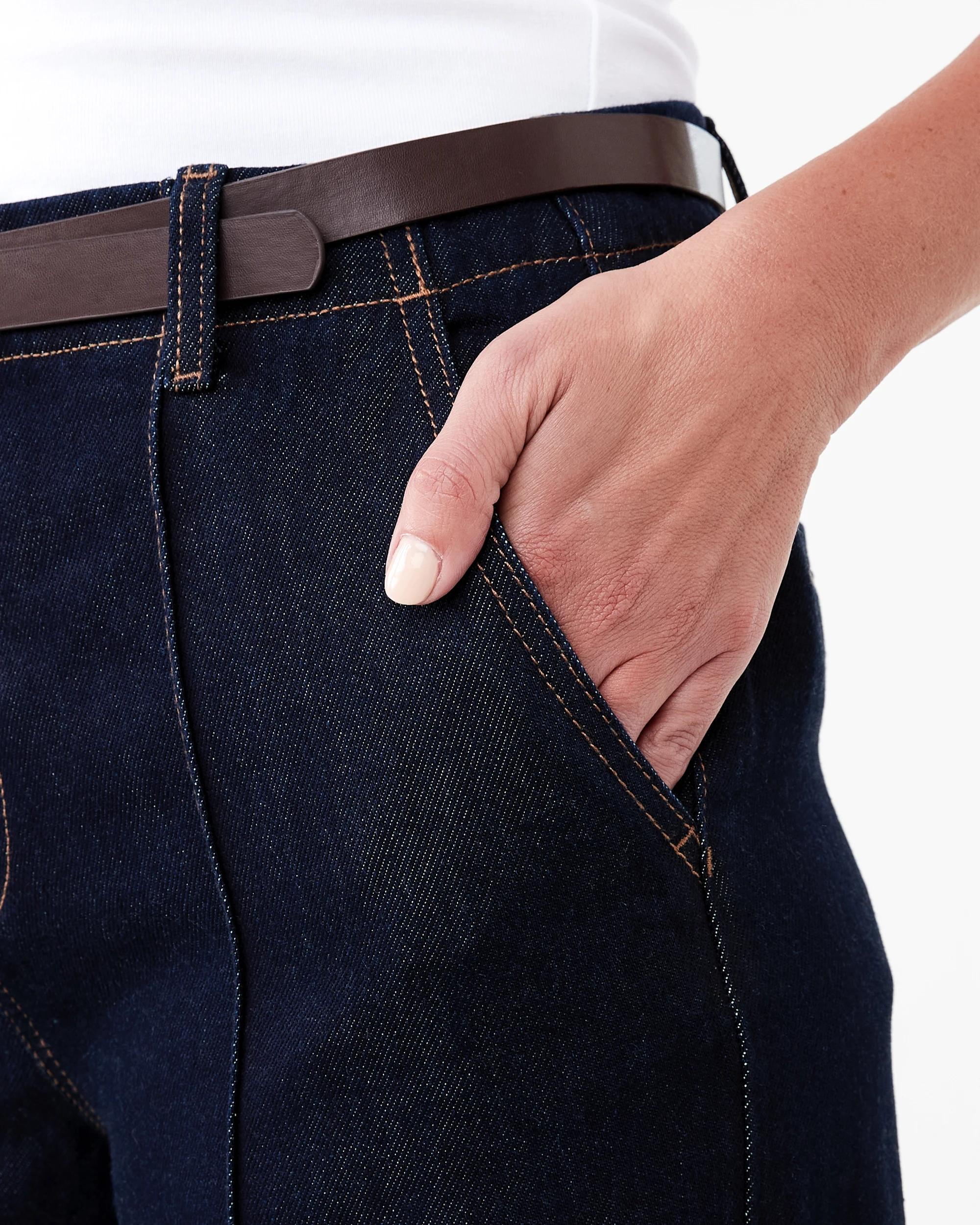 6 Belted Wide Leg Jeans Indigo Wsh, 6 of 9