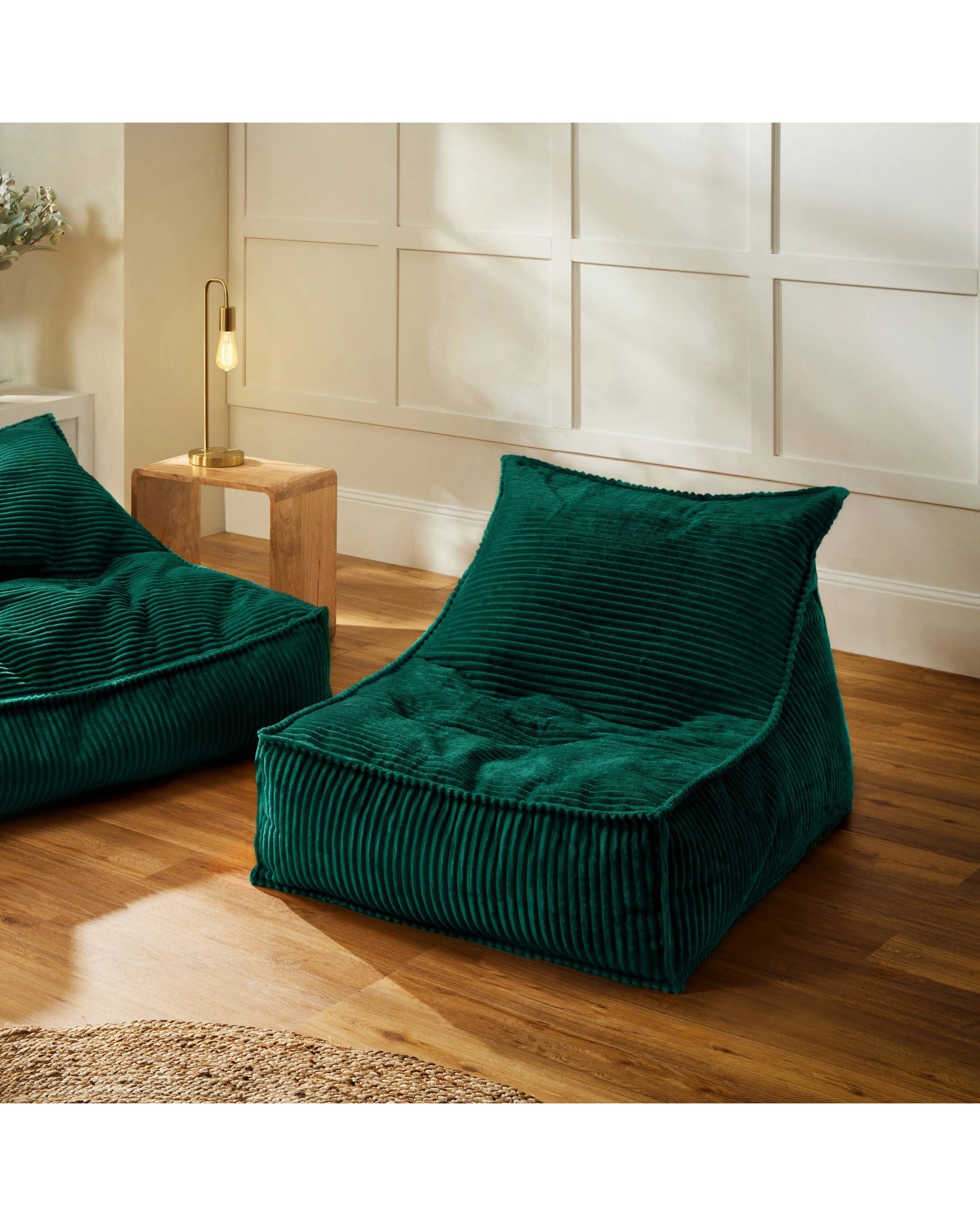 1 Cadence & Co. Wilde Ribbed Luxe Fleece Bean Bag Lounge Cover - Emerald, 1 of 7