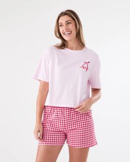 Cotton Print Knit T-shirt and Shorts Pyjama