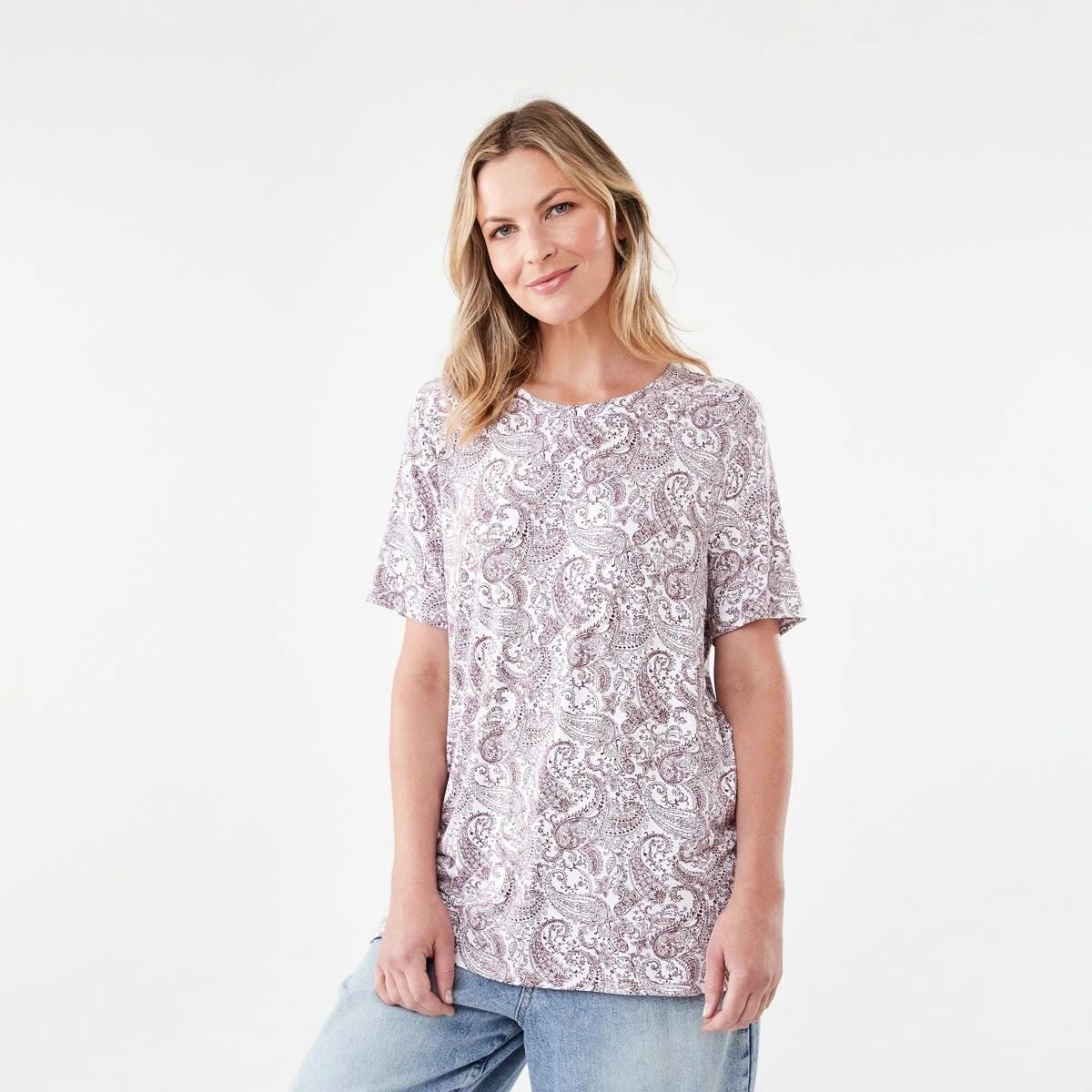 2 Short Sleeve Stepped Hem Tunic PAISLEY WHITE, 2 of 6