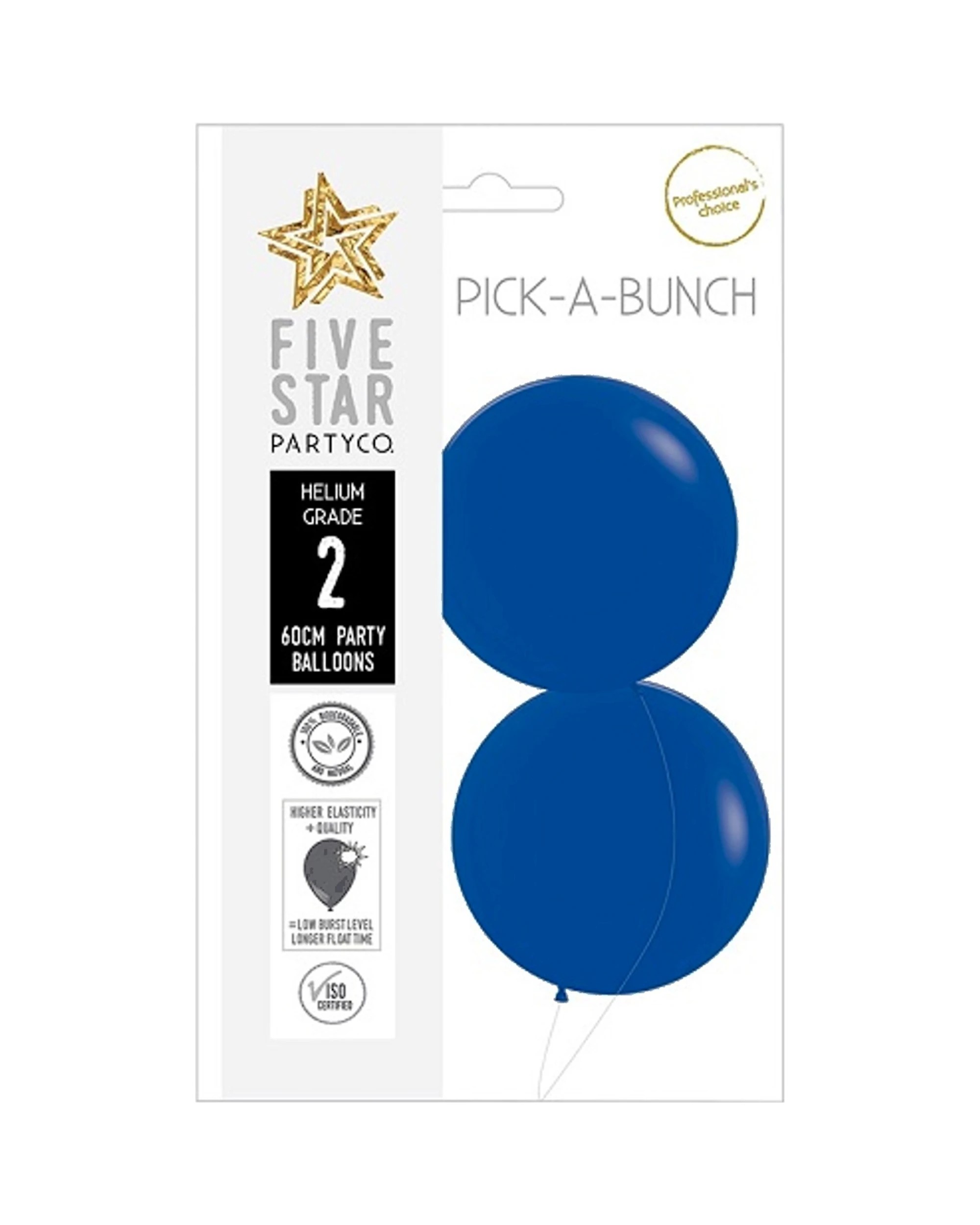 2 Five Star Jumbo 60cm Matte Royal Balloon Round Pack of 2 - Blue, 2 of 2