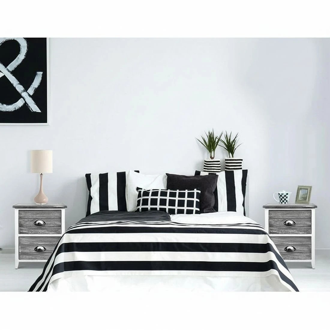 6 Artiss Bedside Table 2 Drawers Vintage X2 - Grey, 6 of 7