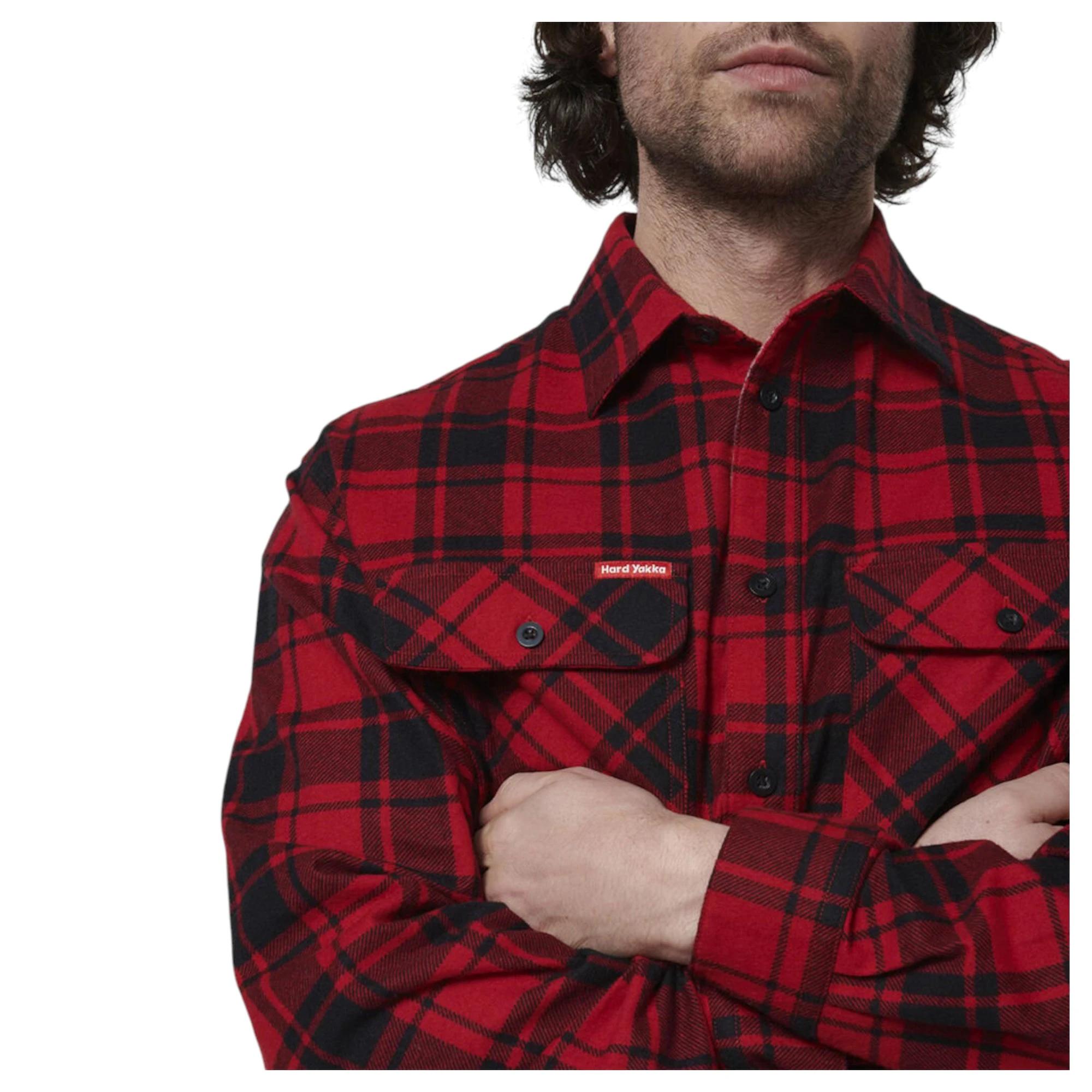 8 Hard Yakka Mens Long Sleeve Check Flannel Shirt Red Check, 8 of 8