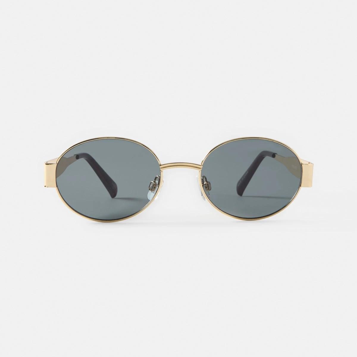 1 Oval Metal Sunglasses Gold, 1 of 6