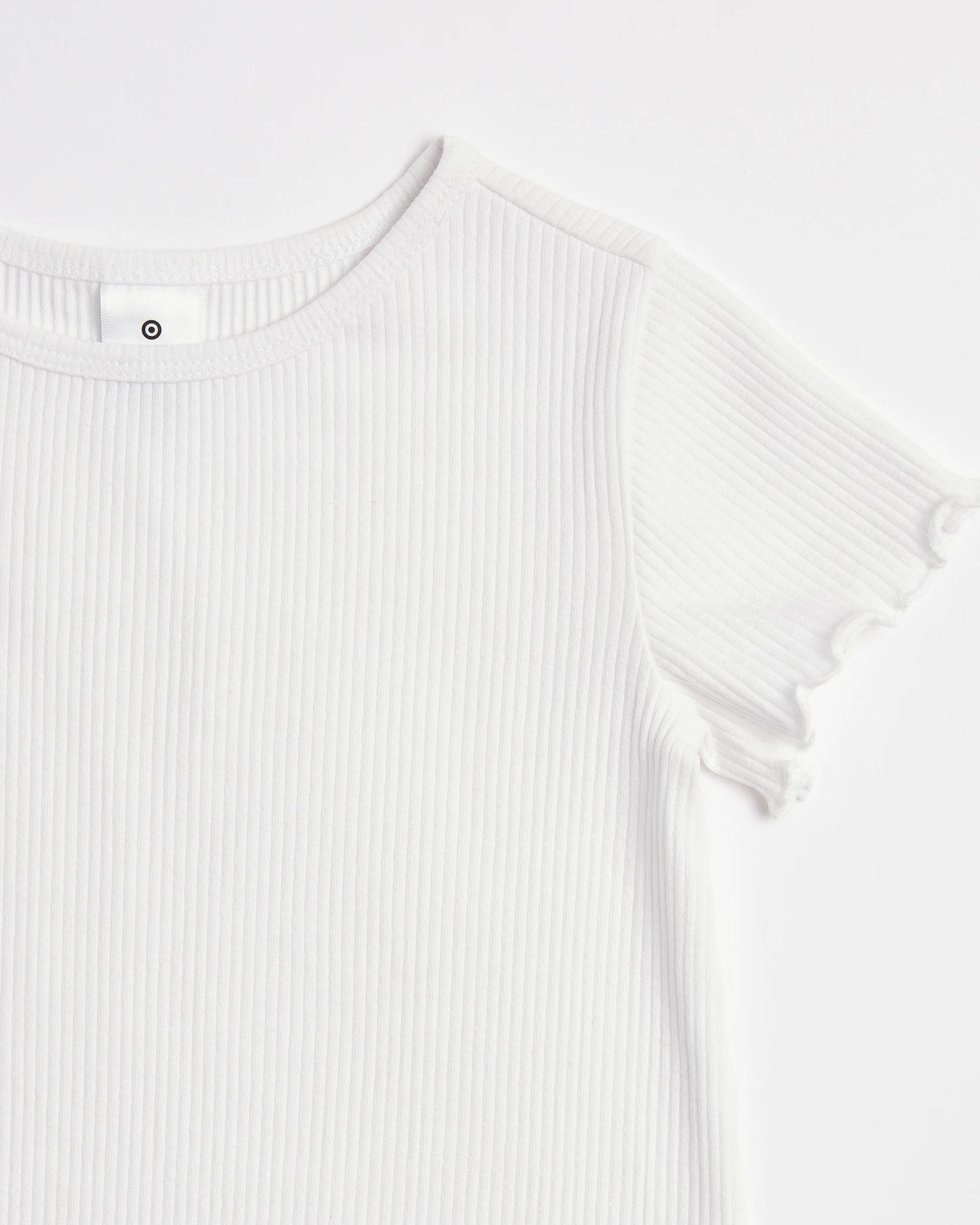 5 Target Australian Cotton Girls Rib T-shirt WHITE, 5 of 6