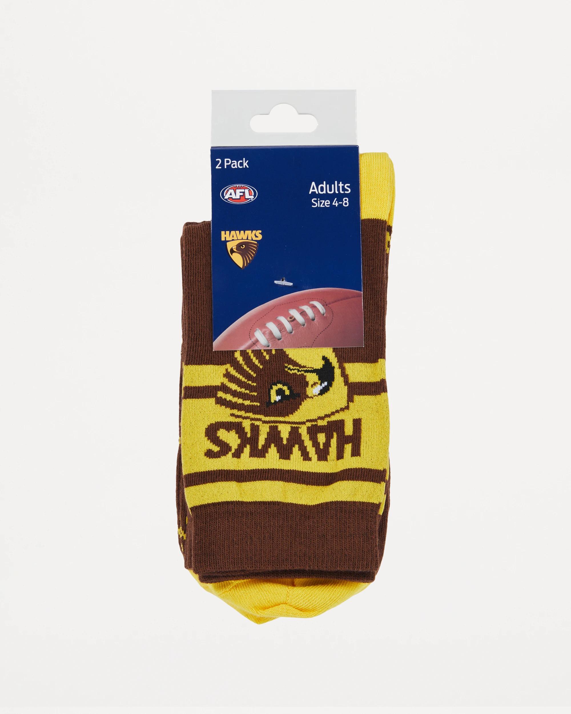 3 2 Pack Official AFL Adult Sock Set BROWN HAWTHORN, 3 of 3