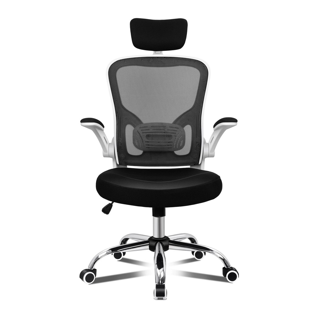 2 Alfordson Mesh Office Chair Executive Fabric Seat Gaming Racing Tilt Computer - White, 2 of 10