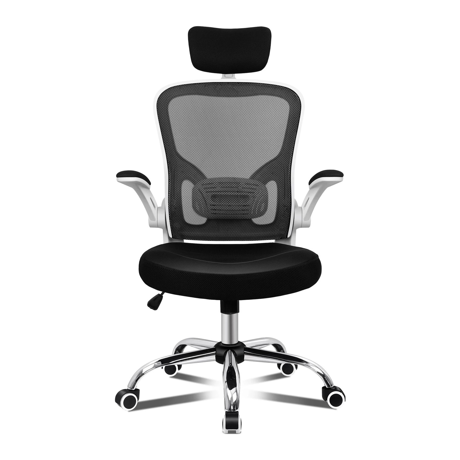 2 Alfordson Mesh Office Chair Executive Fabric Seat Gaming Racing Tilt Computer - White, 2 of 10