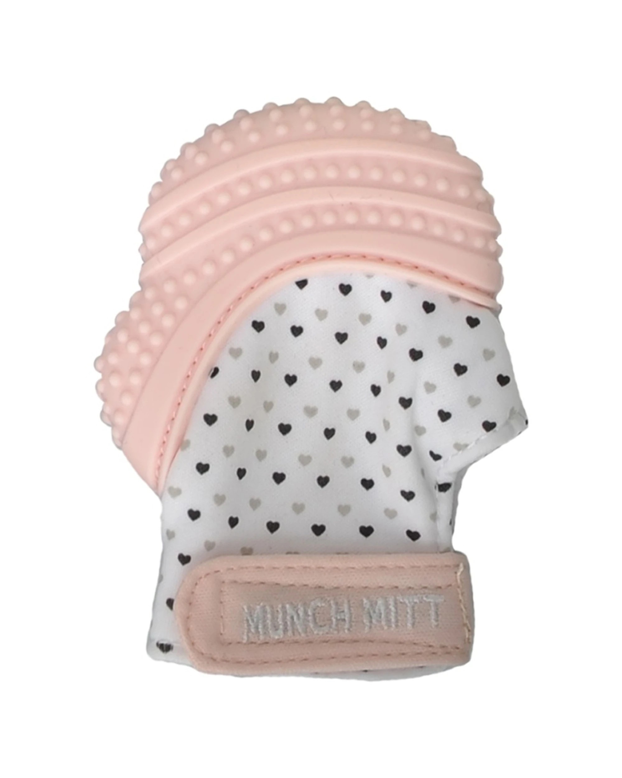 1 Malarkey Kids Munch Mitt Teething Mitten Sensory Silicone Infant Wearable Pastel - Pink, 1 of 3