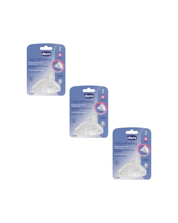 Chicco 3pc Nursing Baby NaturalFeeling Medium Flow Silicone Teat Feeding - Multi