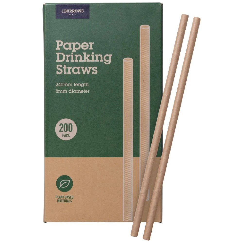 1 J.Burrows Kraft Paper Straws 200 Pack 8mm, 1 of 5