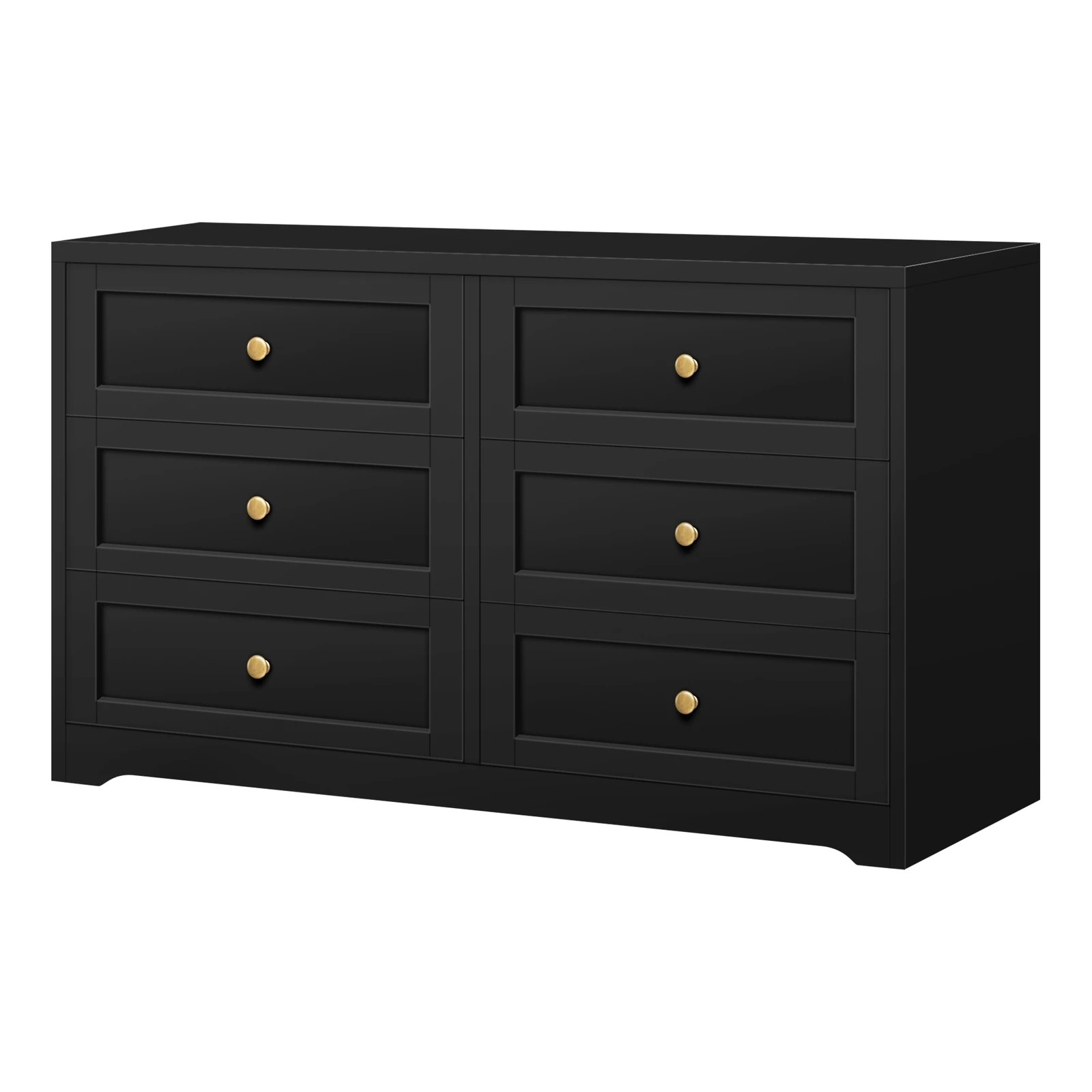 3 Alfordson 6 Chest of Drawers 2x Bedside Table Hamptons Bedroom Storage - Black, 3 of 10