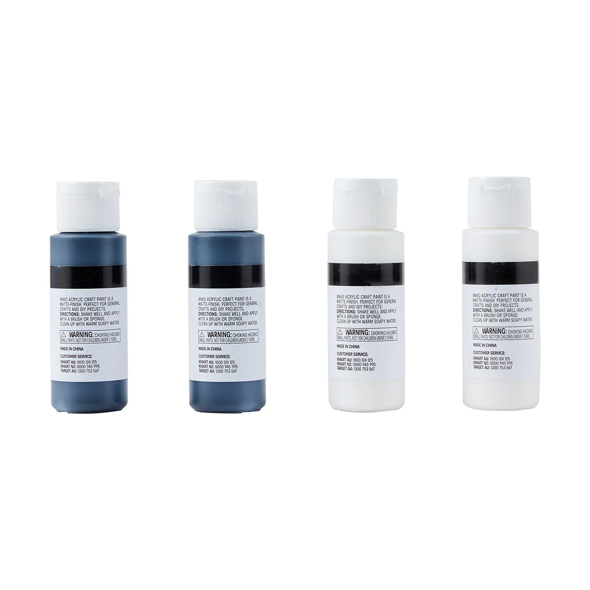4 4 Pack Acrylic Craft Paints - Black and White, 4 of 8