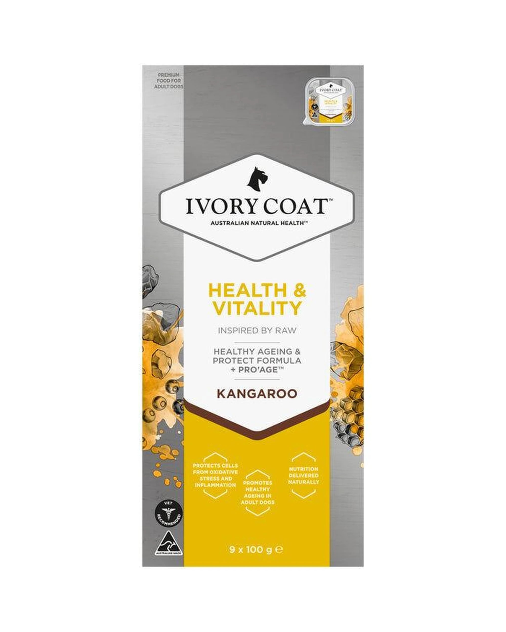 1 Ivory Coat Inspired by Raw Health & Vitality Dog Food Kangaroo 9 x 100g, 1 of 7