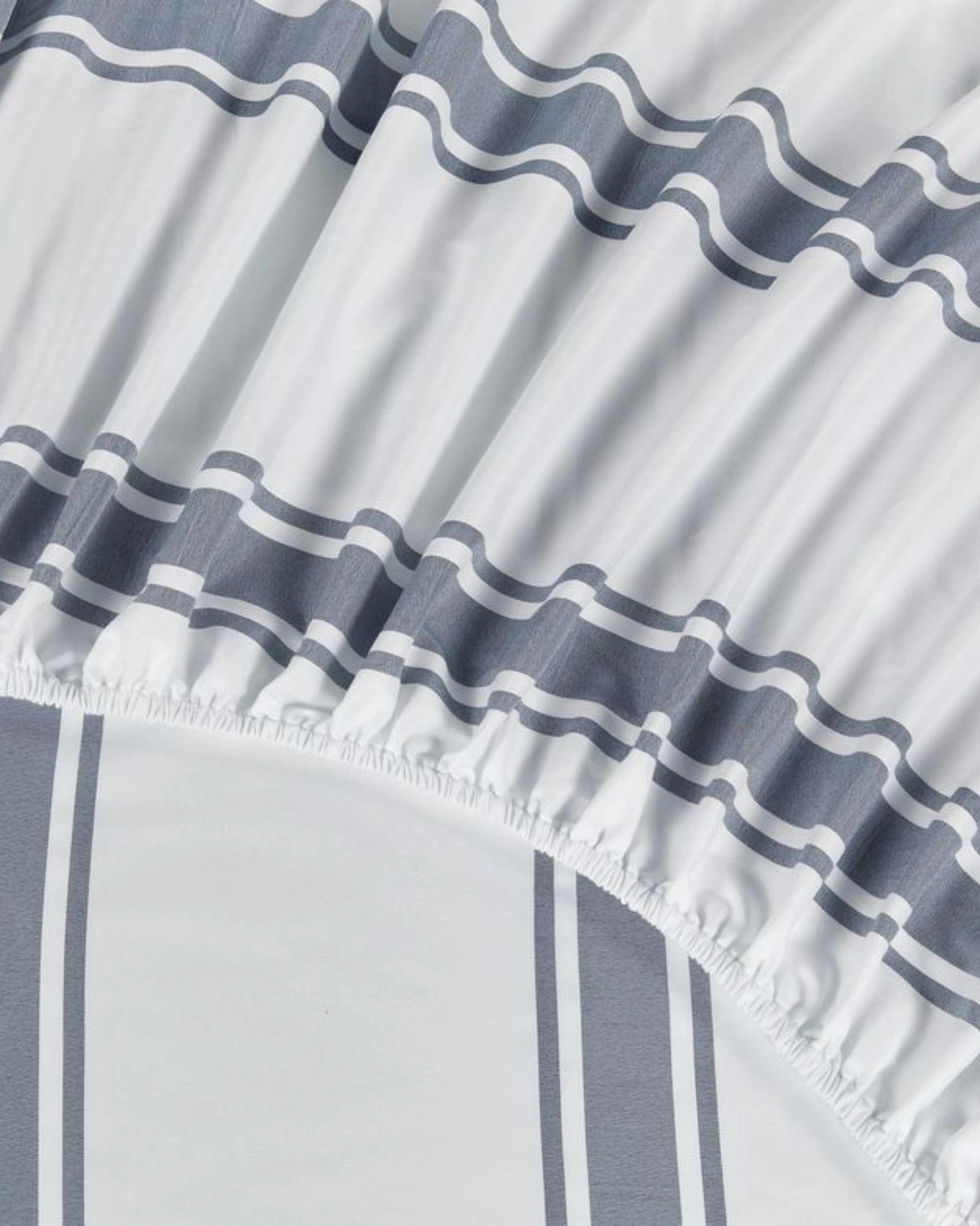 6 CleverPolly Yarn-Dyed Washed Microfibre Fitted Sheet Set - Single Bed - Wide Stripe Steel Blue, 6 of 7