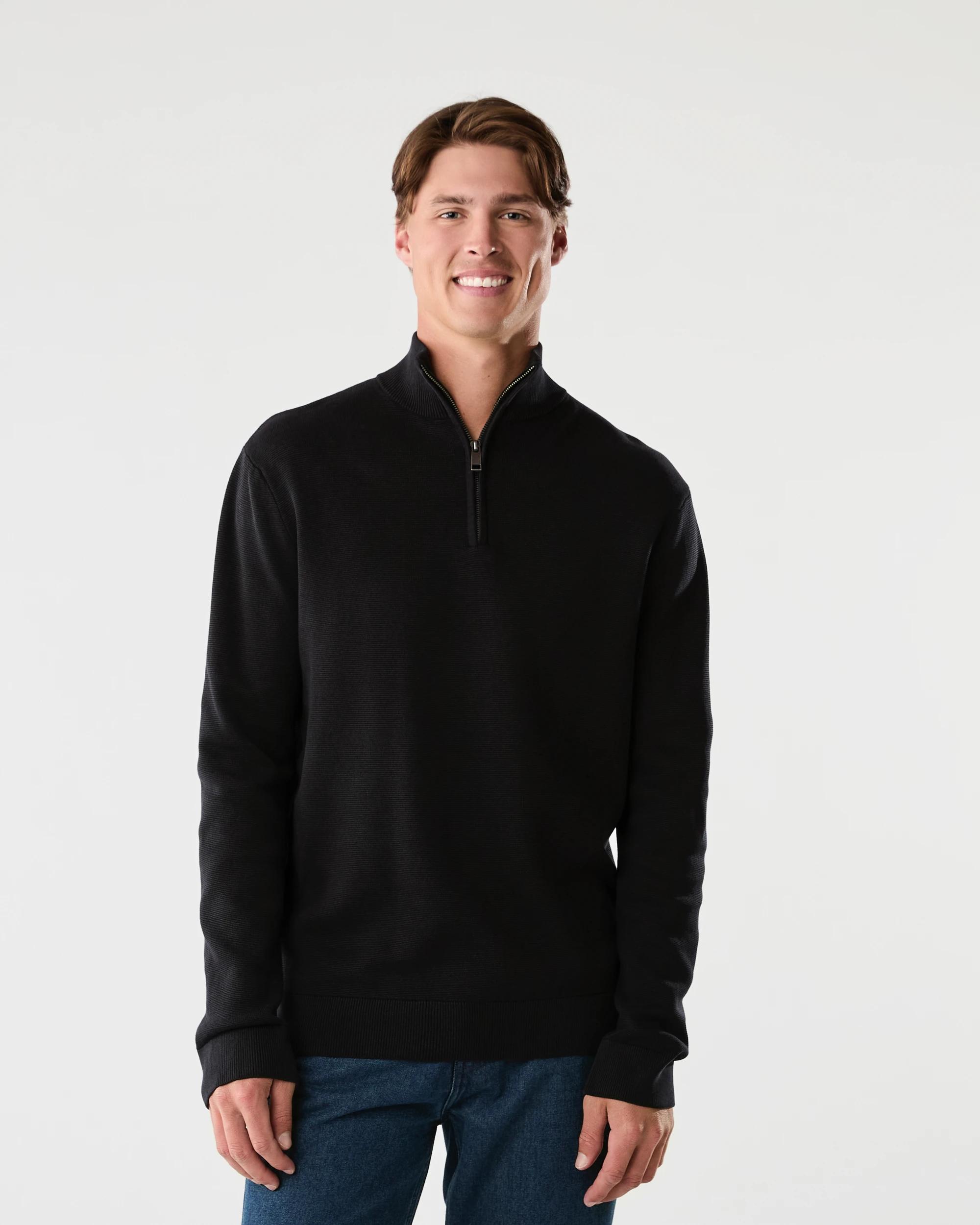 1 1/4 Zip Knit Jumper Black, 1 of 6
