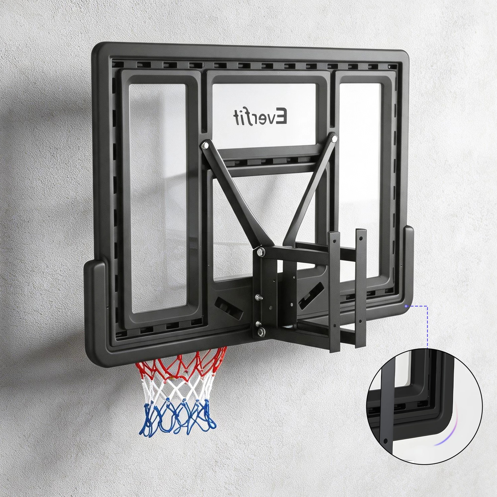 6 Keezi Everfit 43-Inch Wall Mount Kids Basketball Hoop Backboard Indoor Outdoor Sports Equipment White - Multi, 6 of 7