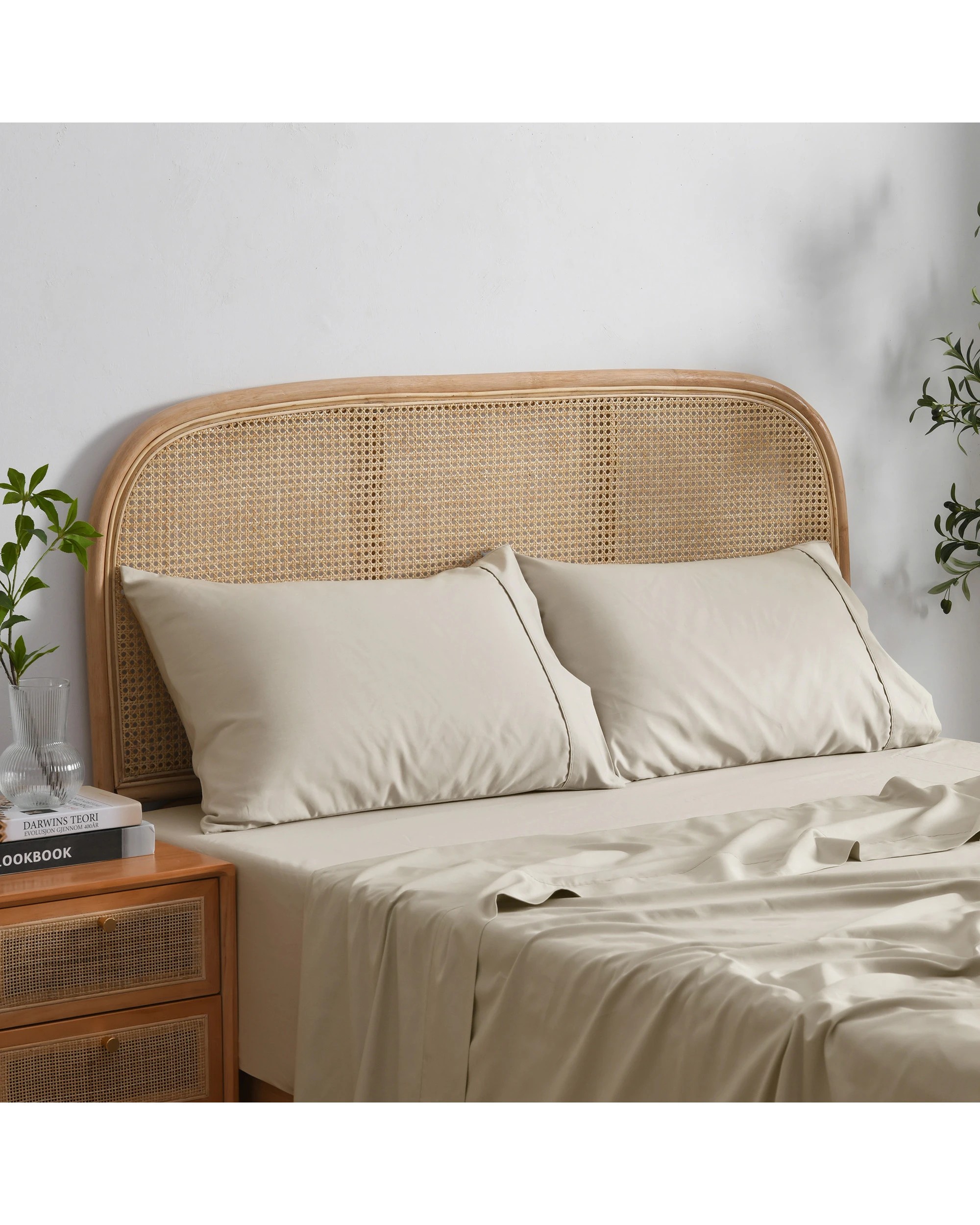 2 Dreamaker 1500TC Cotton Rich Sateen Sheet Set - King Single Bed - Oat, 2 of 6