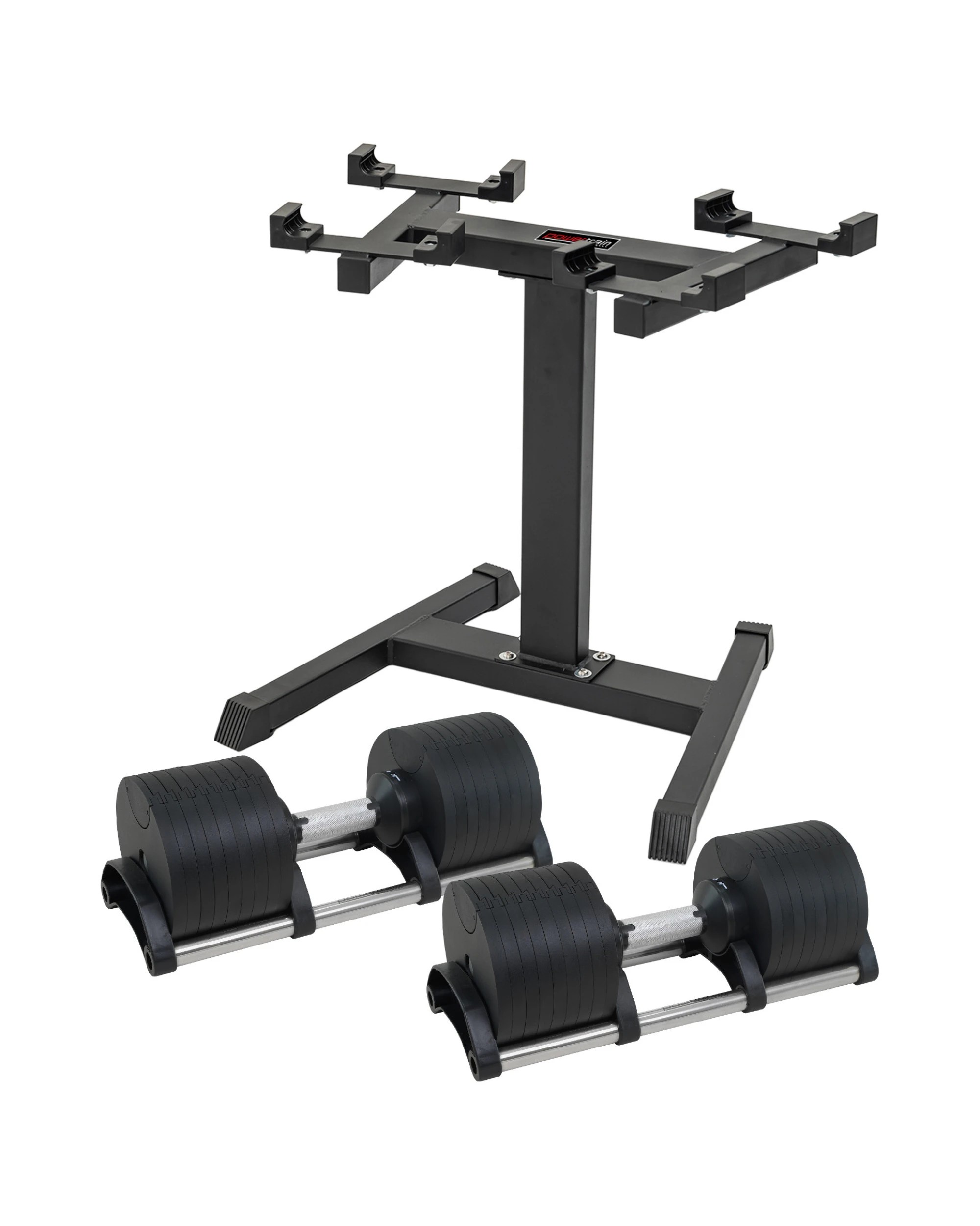 6 Powertrain 2x 36kg Eon Dial Up Adjustable Dumbbell Set with Stand - Black, 6 of 6