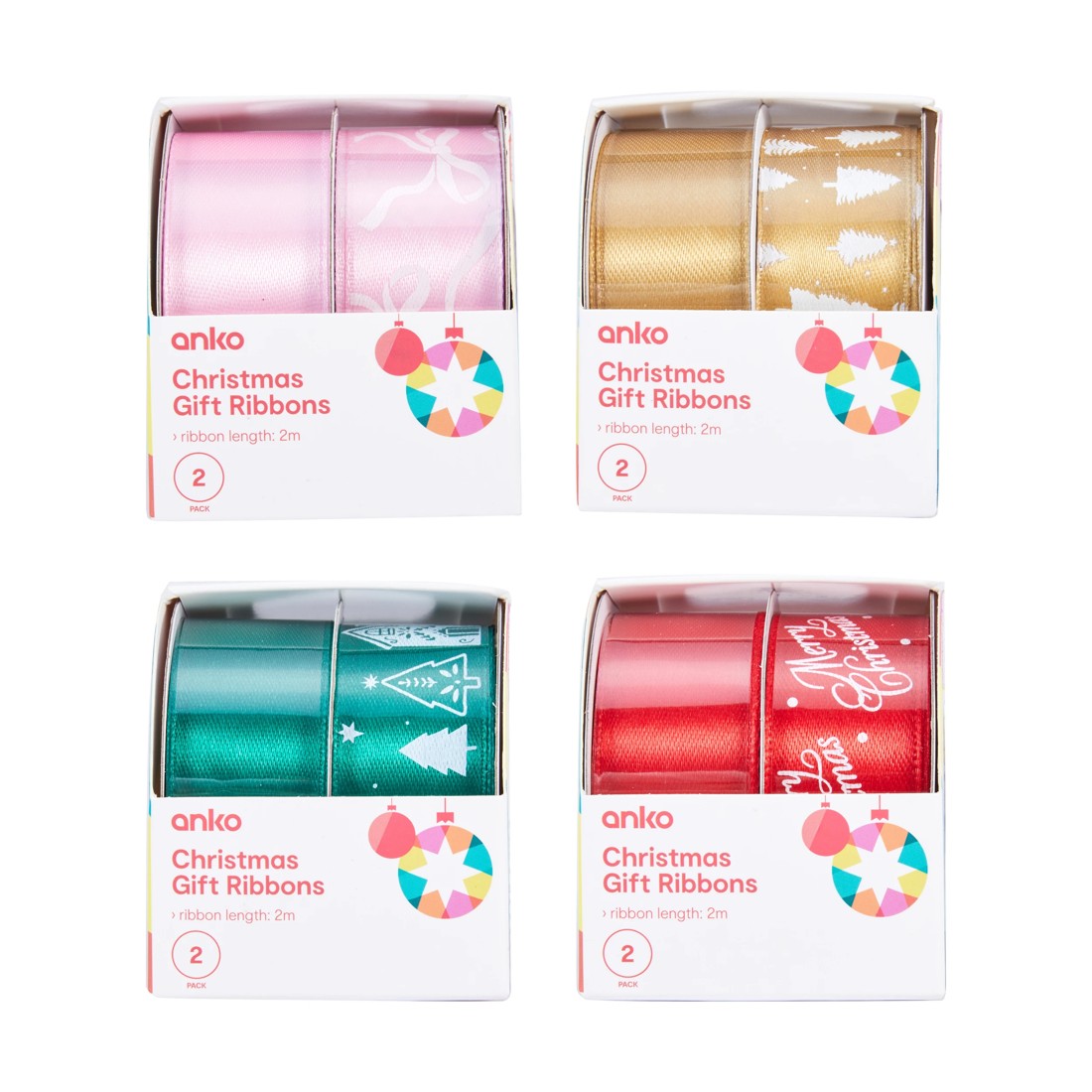 1 2 Pack Christmas Gift Ribbons - Assorted, 1 of 3
